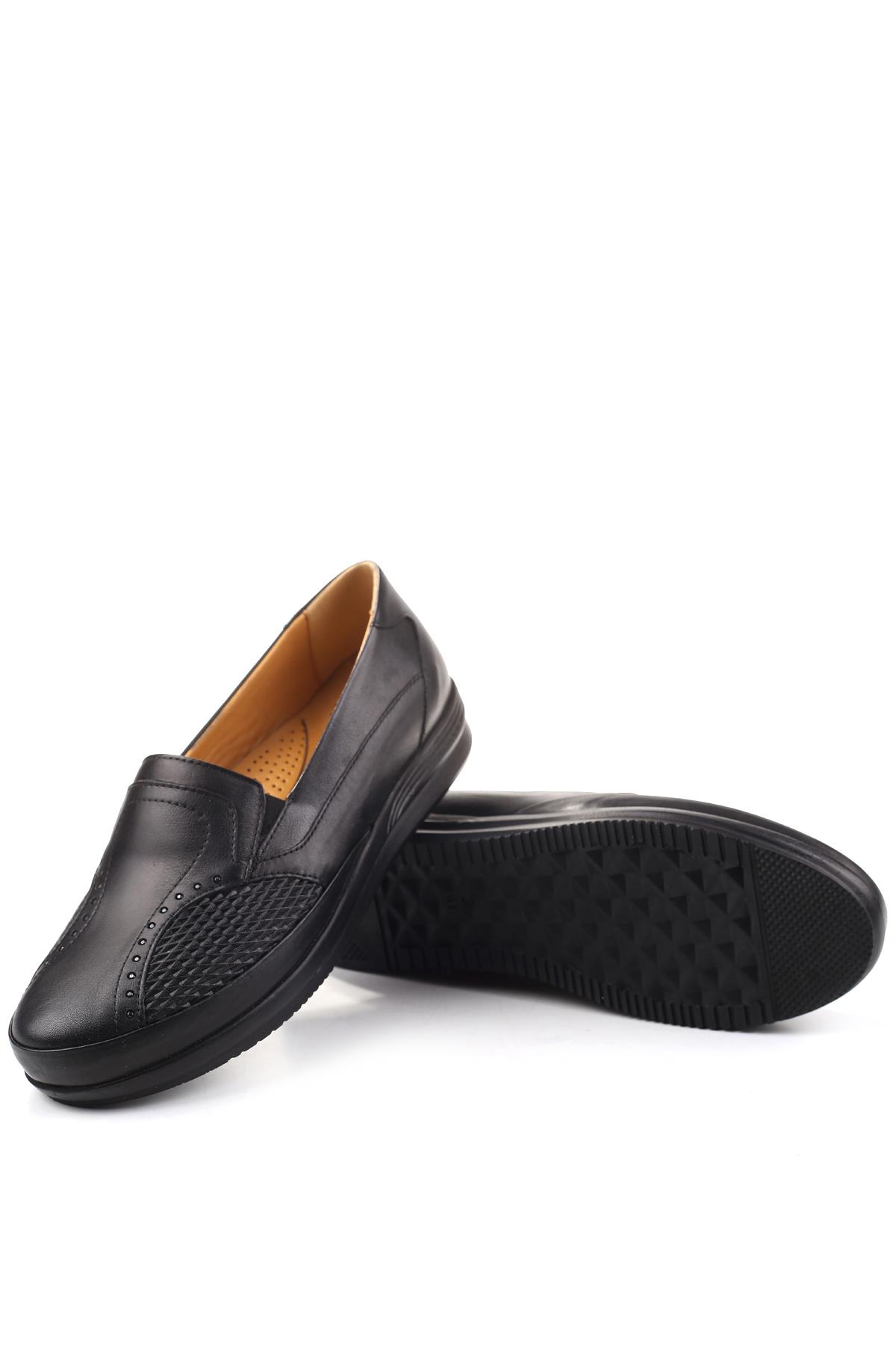 3775 Kadın Büyük Numara Ortopedik Taban Deri Ayakkabı - Görsel 5