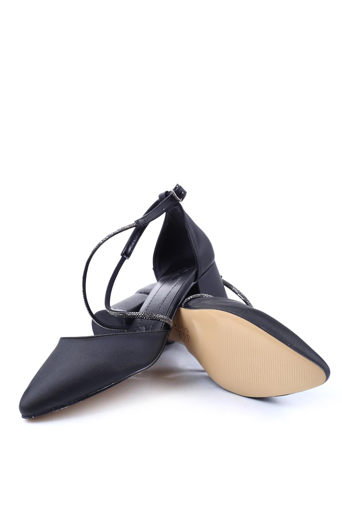 3909 Kadın Taş Detaylı 5,5 Cm Topuklu Saten Ayakkabı - Görsel 6