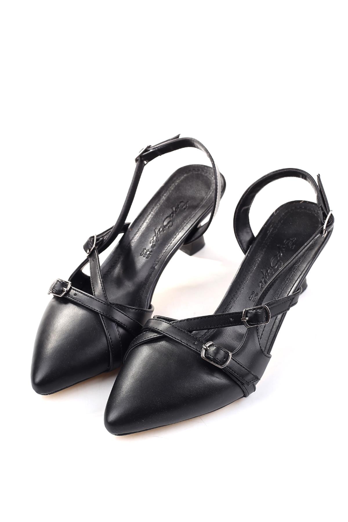3912 Kadın 6 Cm Topuklu Arkası Açık Ayakkabı - Görsel 4