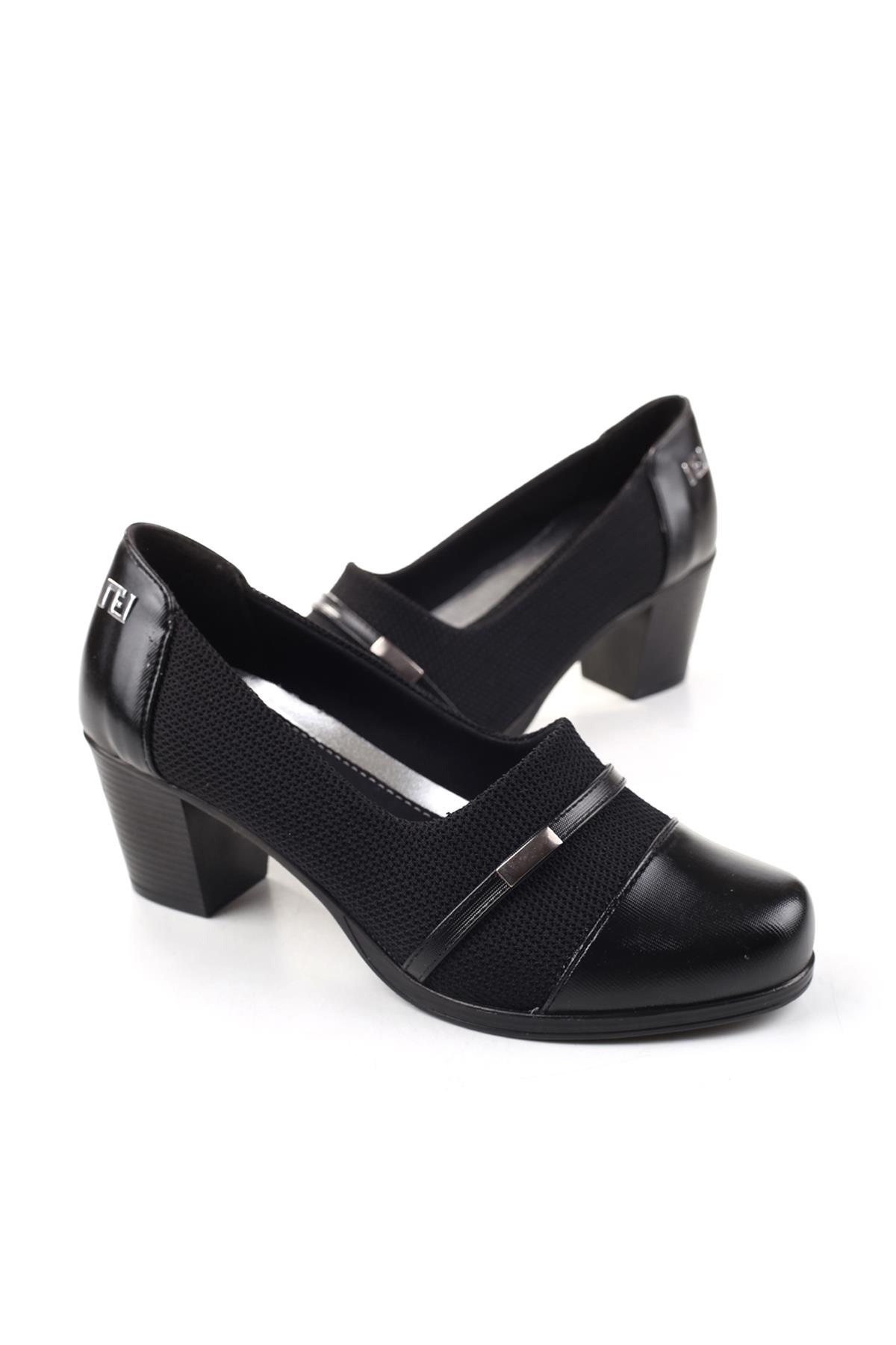 1021 Strech 6 cm Kadın Klasik Topuklu Ayakkabı - Görsel 3