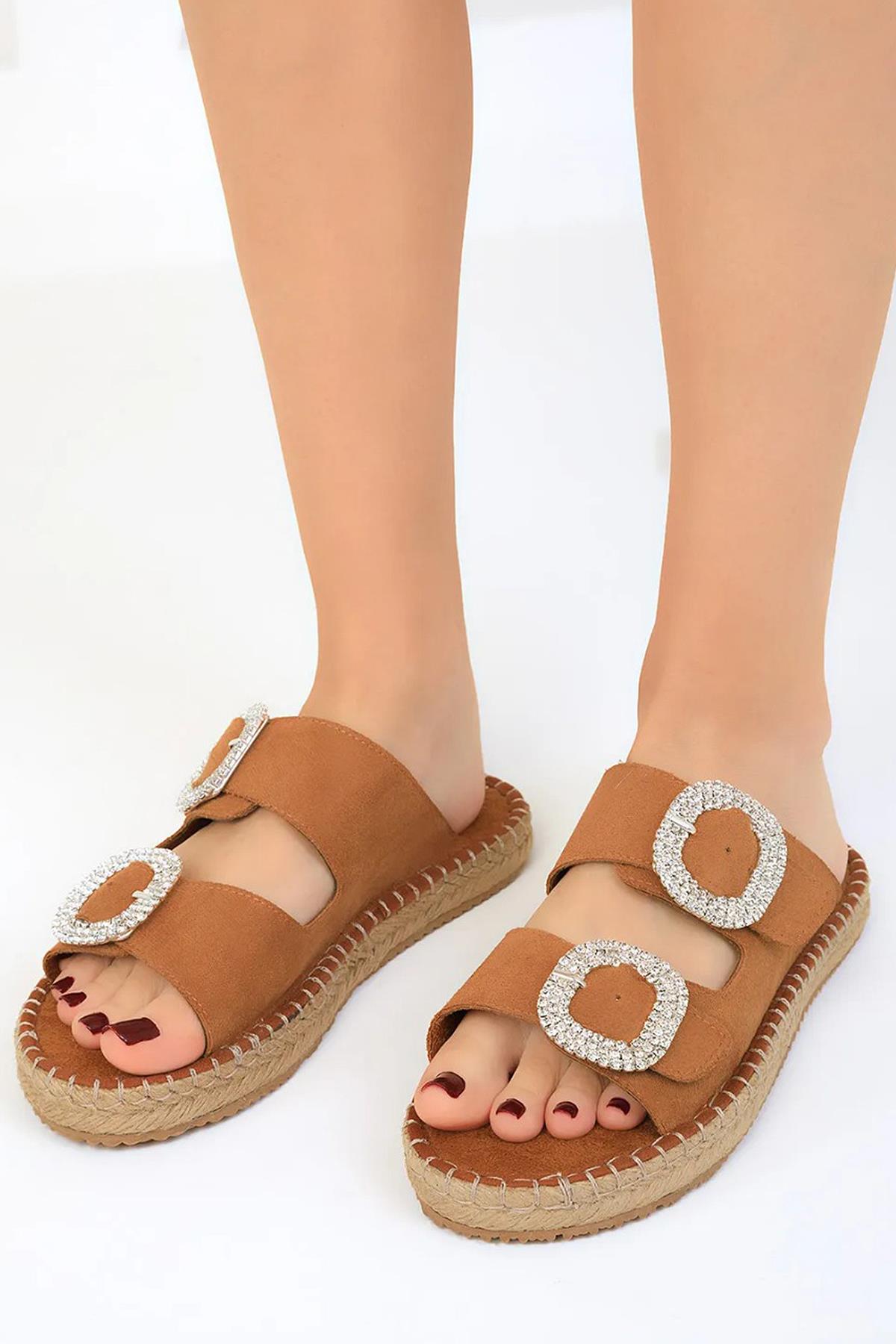 290H Ortopedik Taban Günlük Kadın Terlik Çift Toka Ayarlanabilir Bayan Terlik - Görsel 2