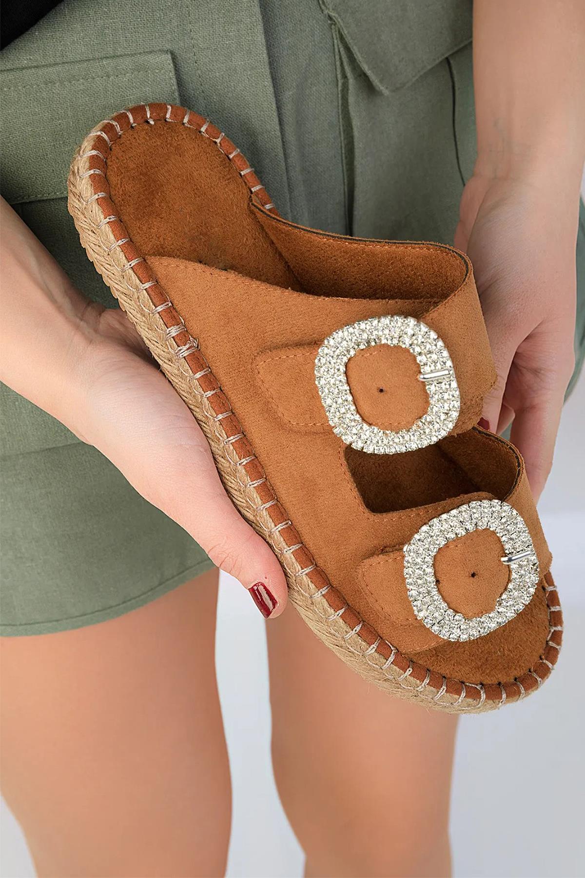 290H Ortopedik Taban Günlük Kadın Terlik Çift Toka Ayarlanabilir Bayan Terlik - Görsel 6