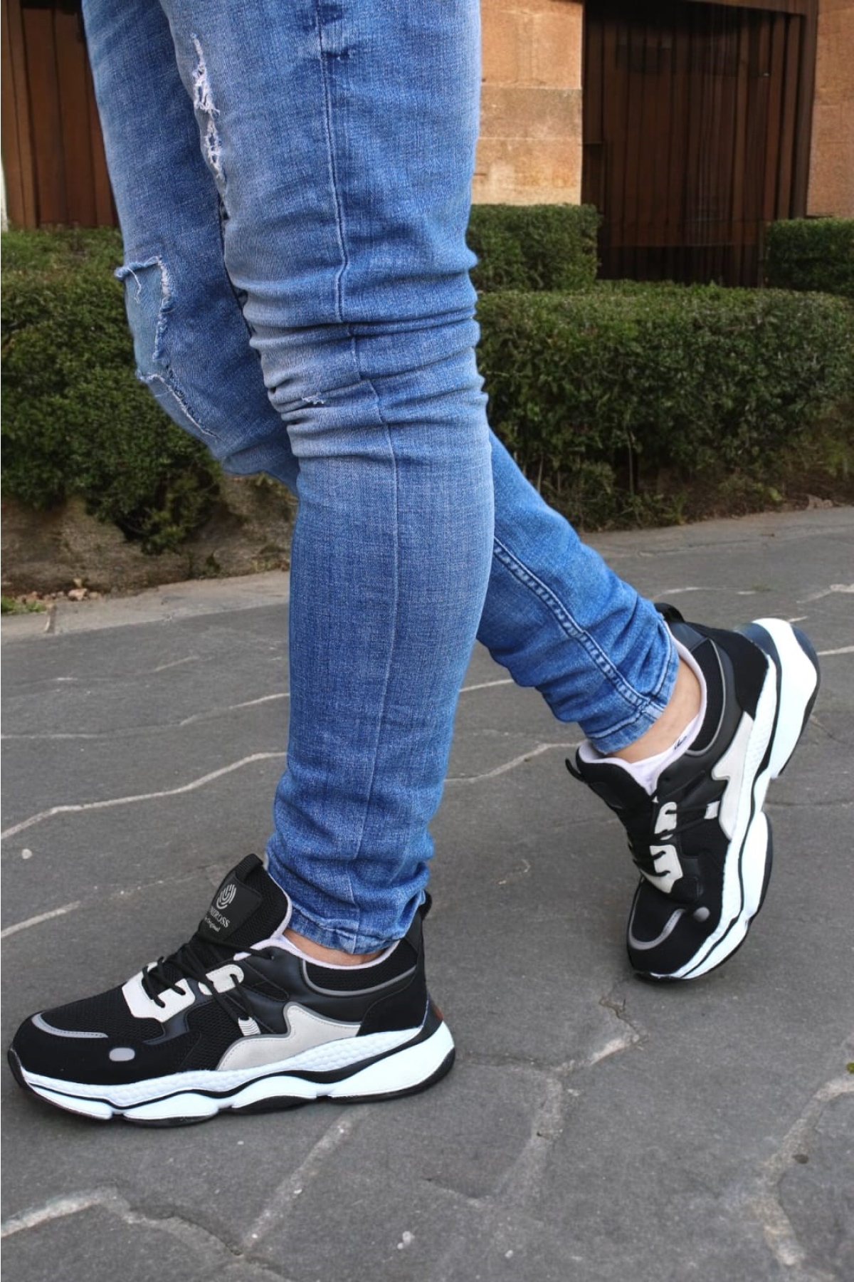 Runner Siyah Beyaz Ortopedik Günlük Garantili Yürüyüş Koşu Sneaker Spor Ayakkabı Runner-1987 - Görsel 3