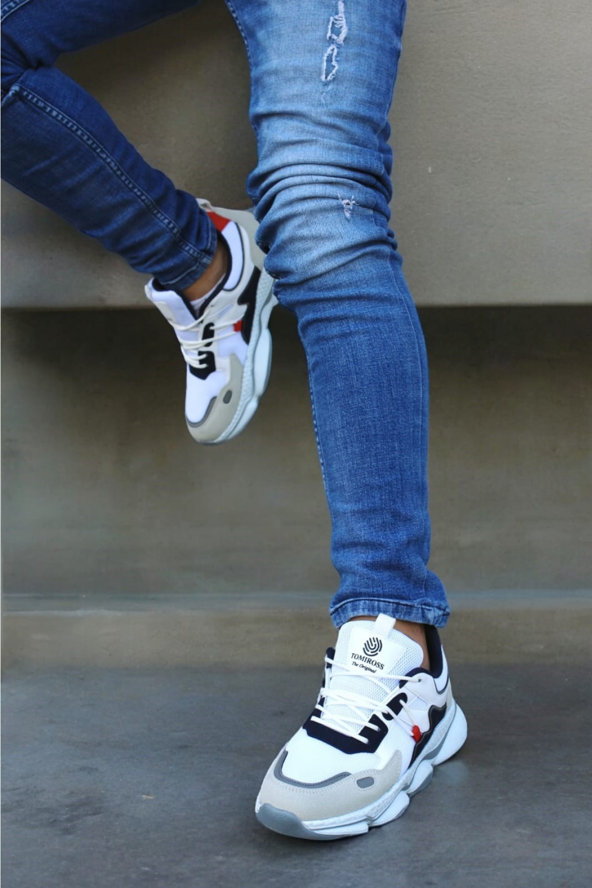 Runner Beyaz Lacivert Ortopedik Günlük Garantili Yürüyüş Koşu Sneaker Spor Ayakkabı Runner-1987 - Görsel 2