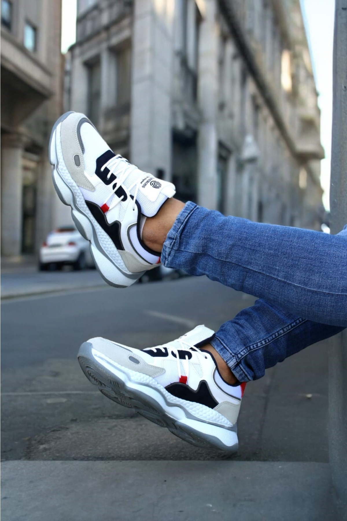 Runner Beyaz Lacivert Ortopedik Günlük Garantili Yürüyüş Koşu Sneaker Spor Ayakkabı Runner-1987 - Görsel 3