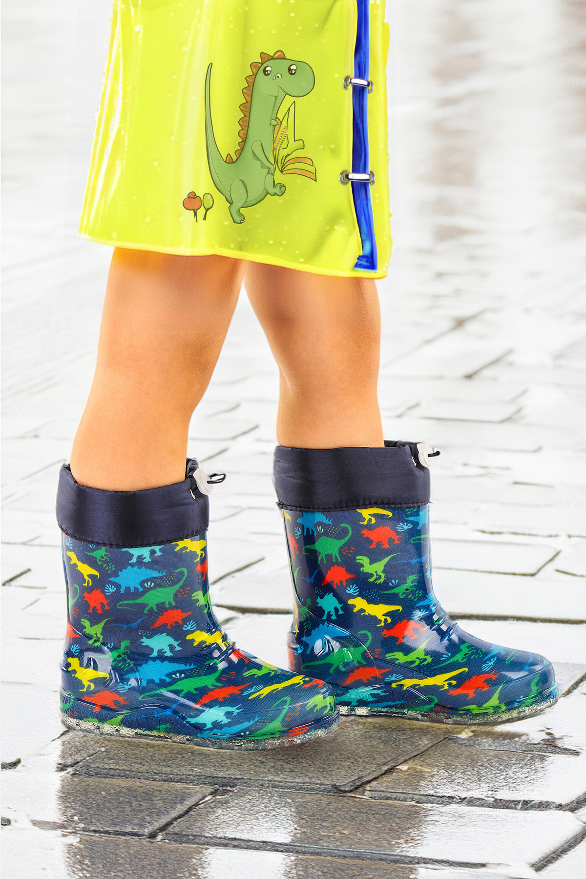 Savana Su Geçirmez Erkek Çocuk Yağmur Çizmesi Lacivert - Sarı - Görsel 2