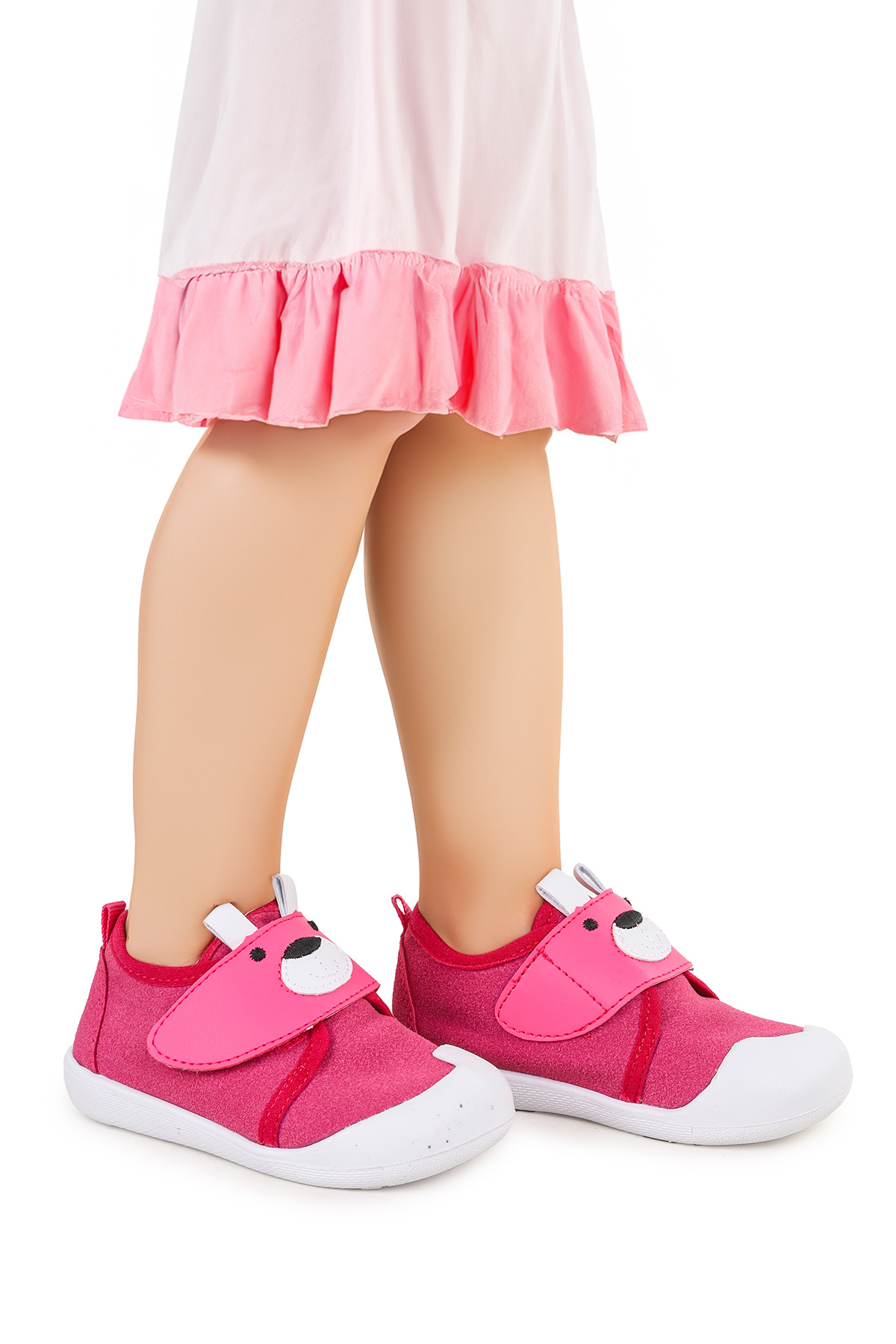 Winni Cırtlı Kız Bebek İlk Adım Ortopedik Günlük Ayakkabı Fuşya - Görsel 2