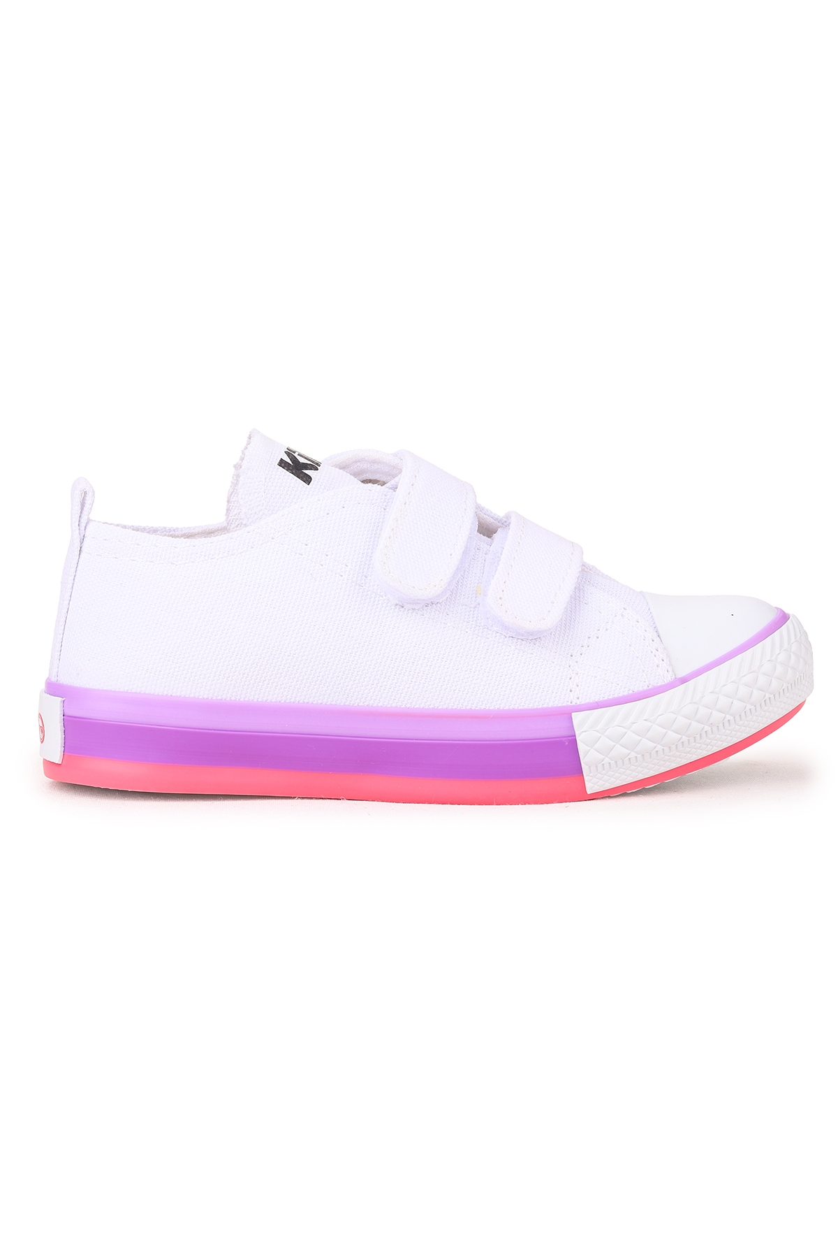 Linen Cırtlı Kız Çocuk Keten Spor Ayakkabı Beyaz - Pembe - Görsel 4