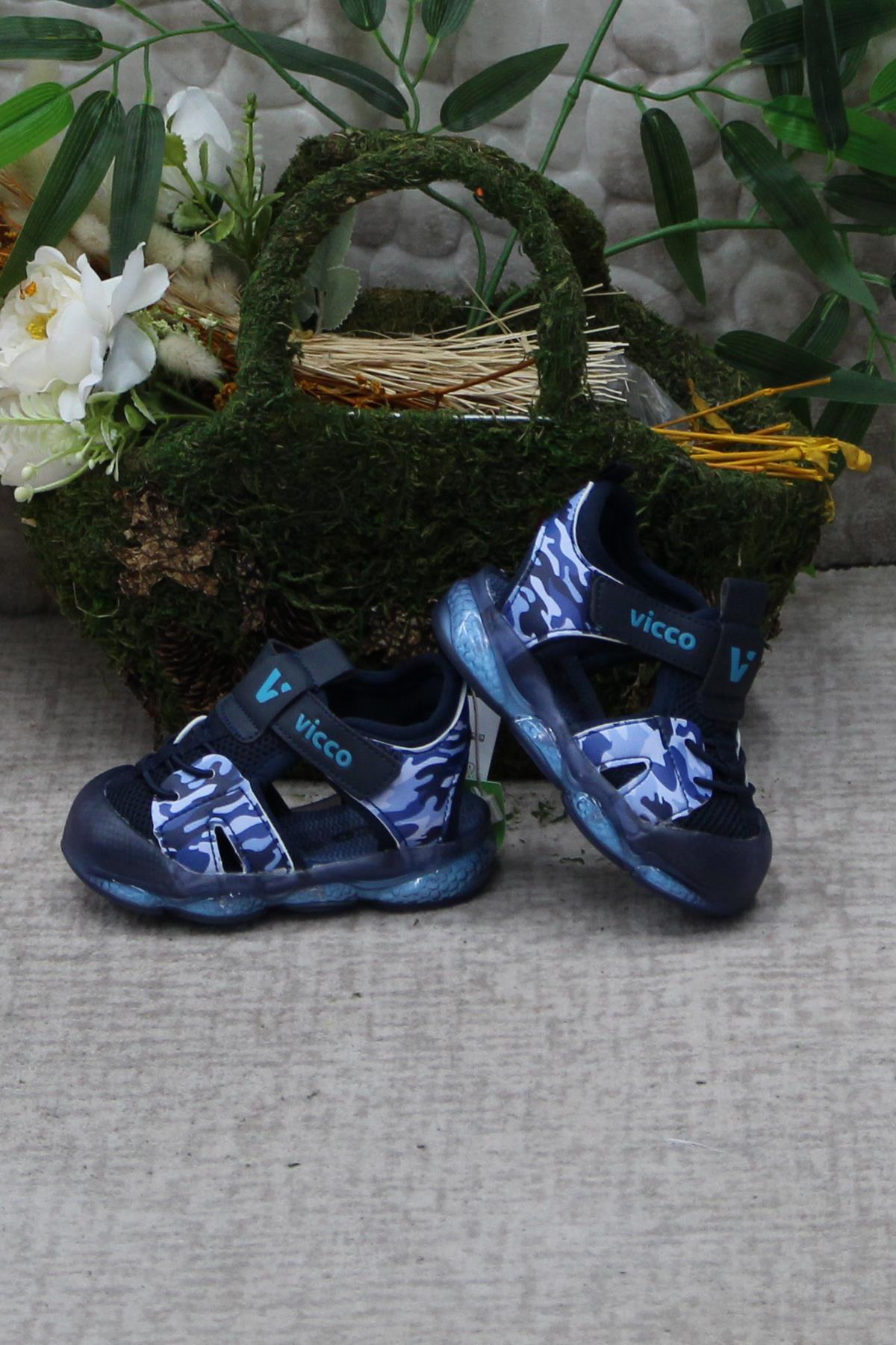 321.E24Y.211 Monrovia Lacivert Rahat Esnek Işıklı Erkek Çocuk Sandalet - Görsel 4