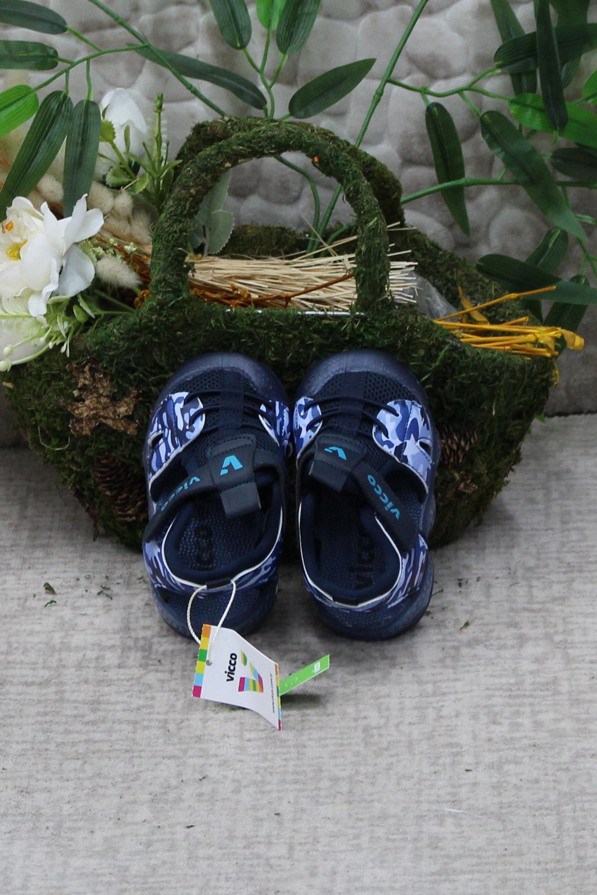 321.E24Y.211 Monrovia Lacivert Rahat Esnek Işıklı Erkek Çocuk Sandalet - Görsel 5