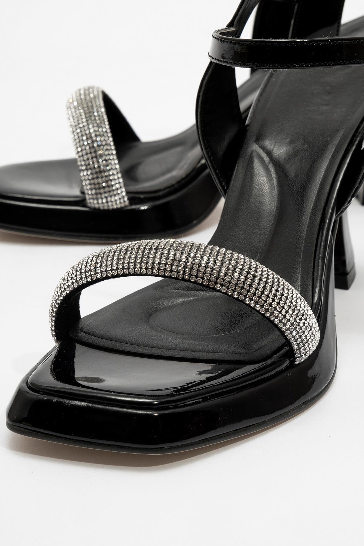 p Kadın Kalın Taşlı Platform Topuklu SİYAH RUGAN - Görsel 4