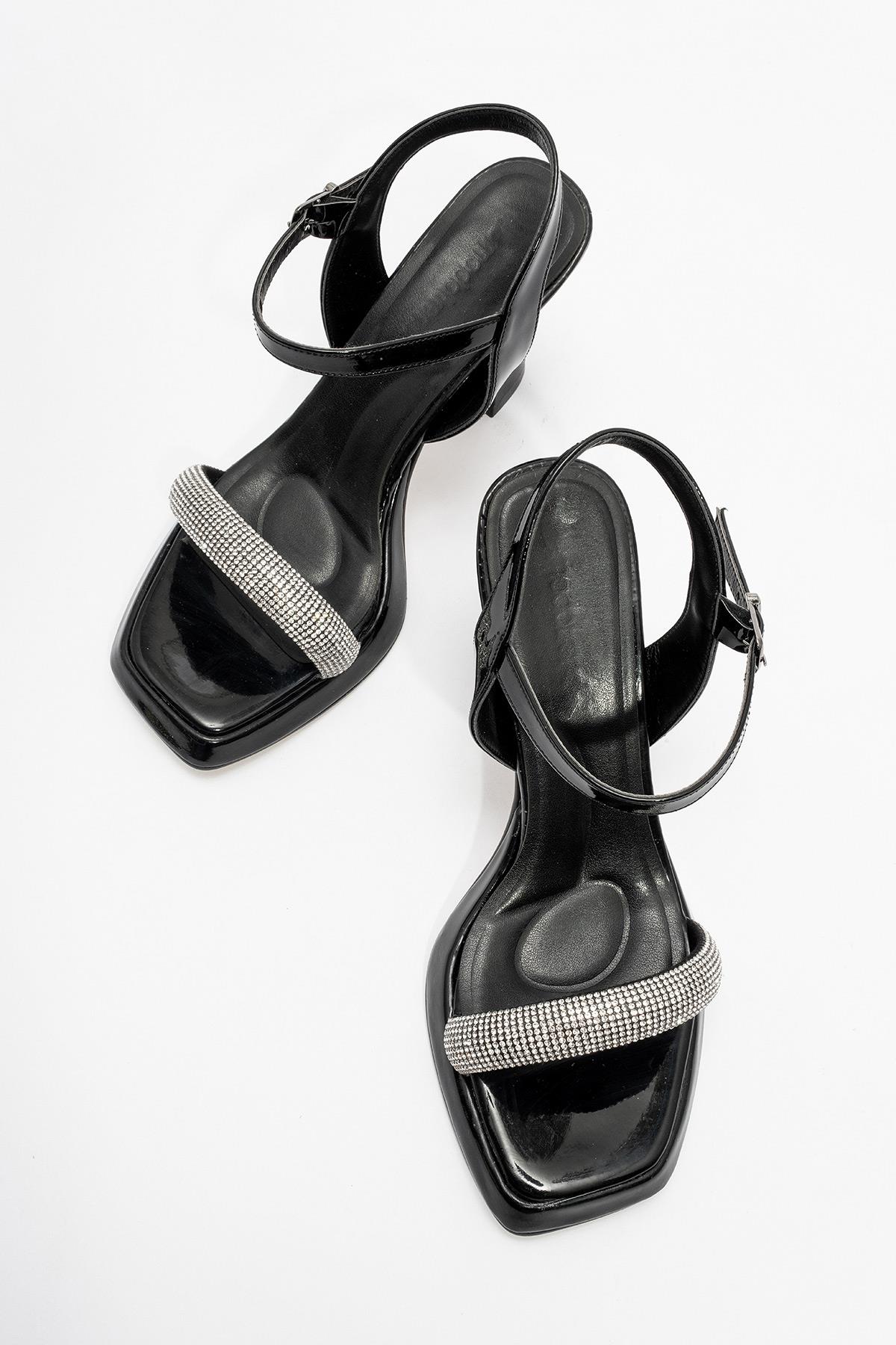 p Kadın Kalın Taşlı Platform Topuklu SİYAH RUGAN - Görsel 6