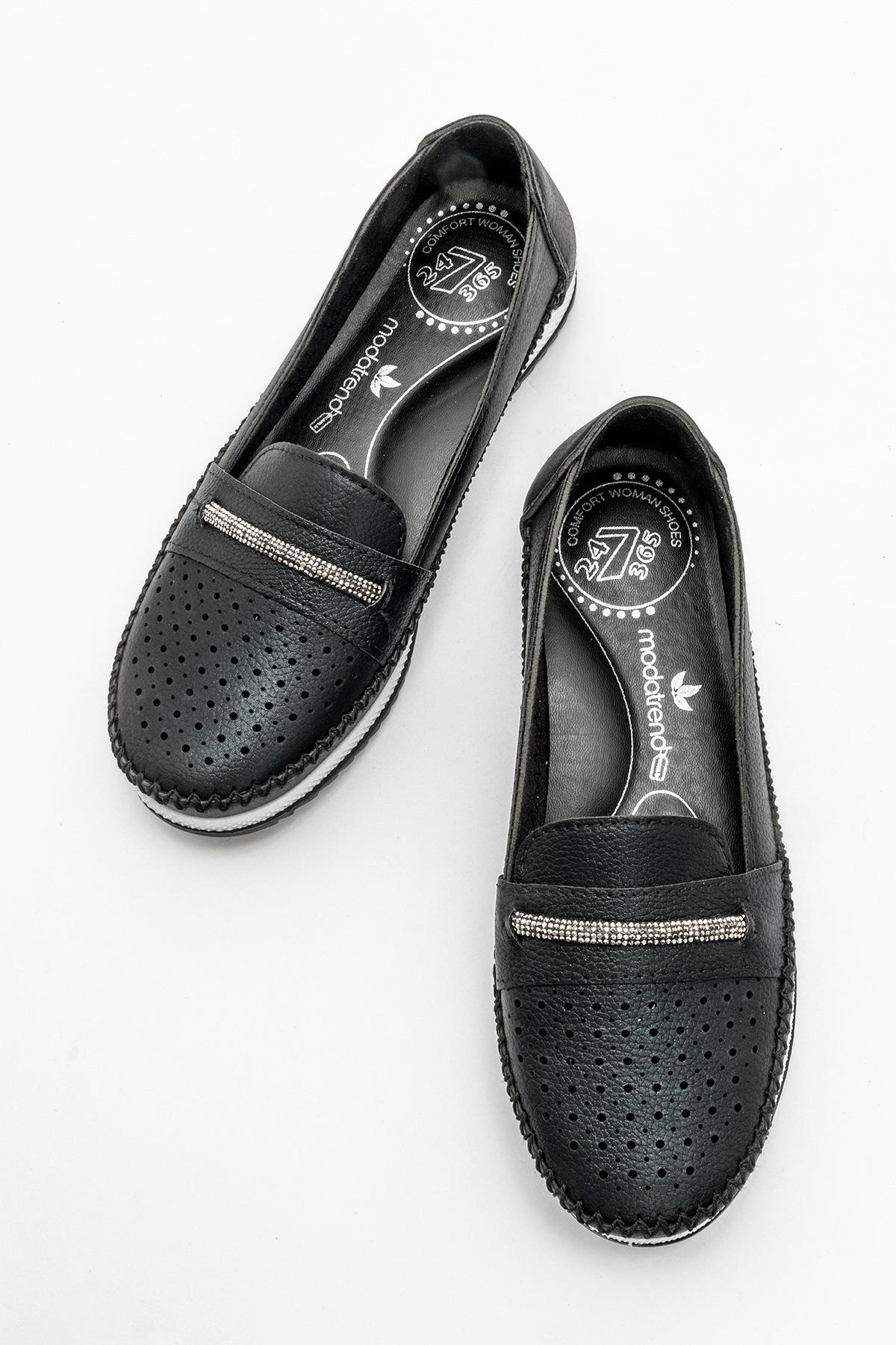 Kadın Taşlı Günlük Babet SİYAH SULTAN - Görsel 6