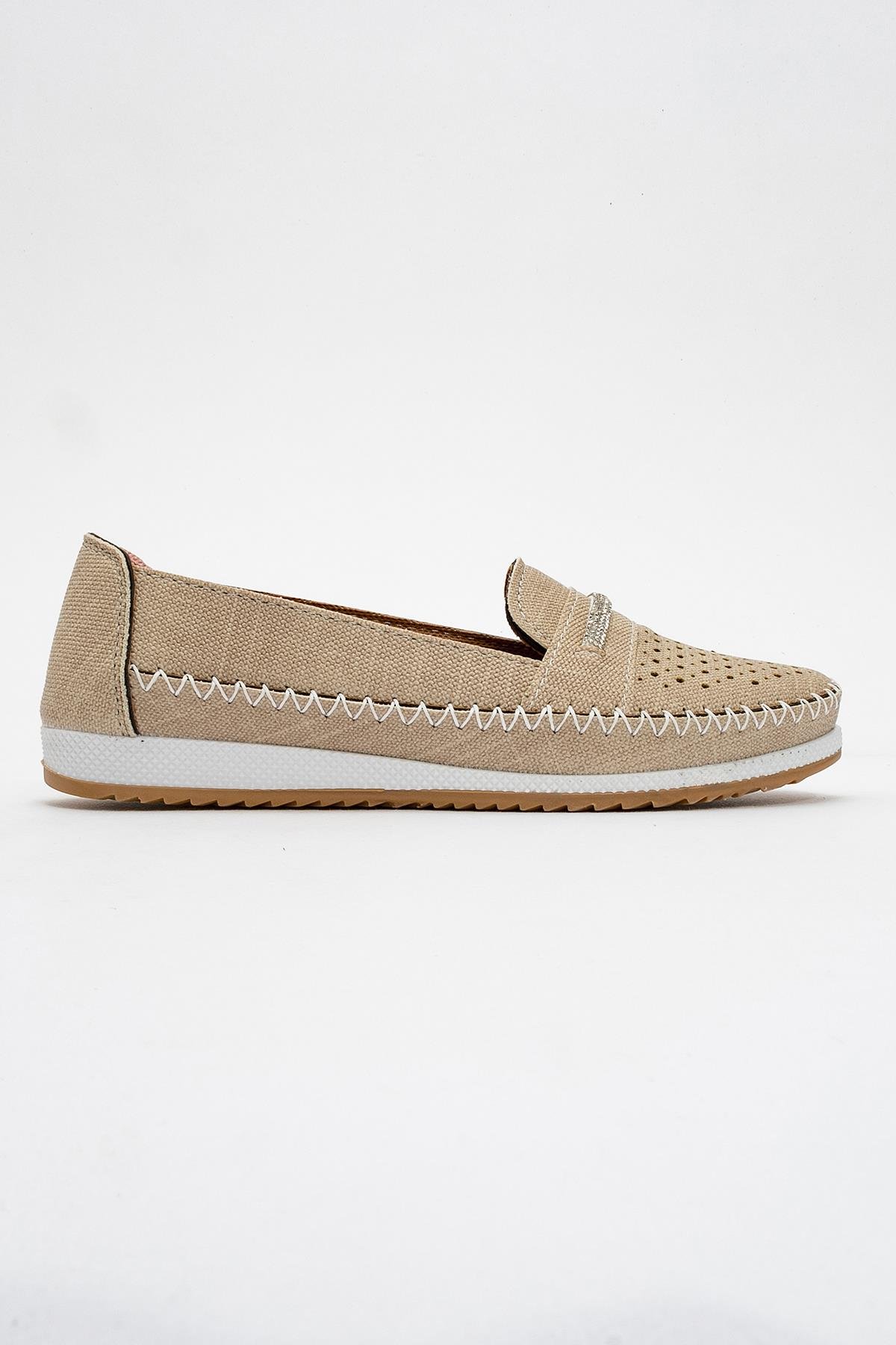 Kadın Taşlı Günlük Babet VİZON KOT - Görsel 2