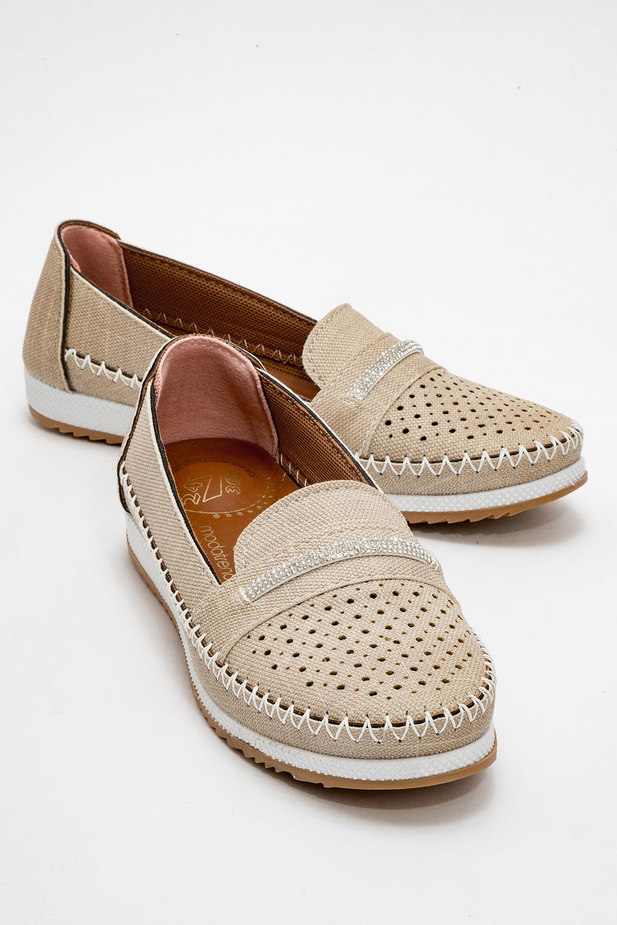 Kadın Taşlı Günlük Babet VİZON KOT - Görsel 3