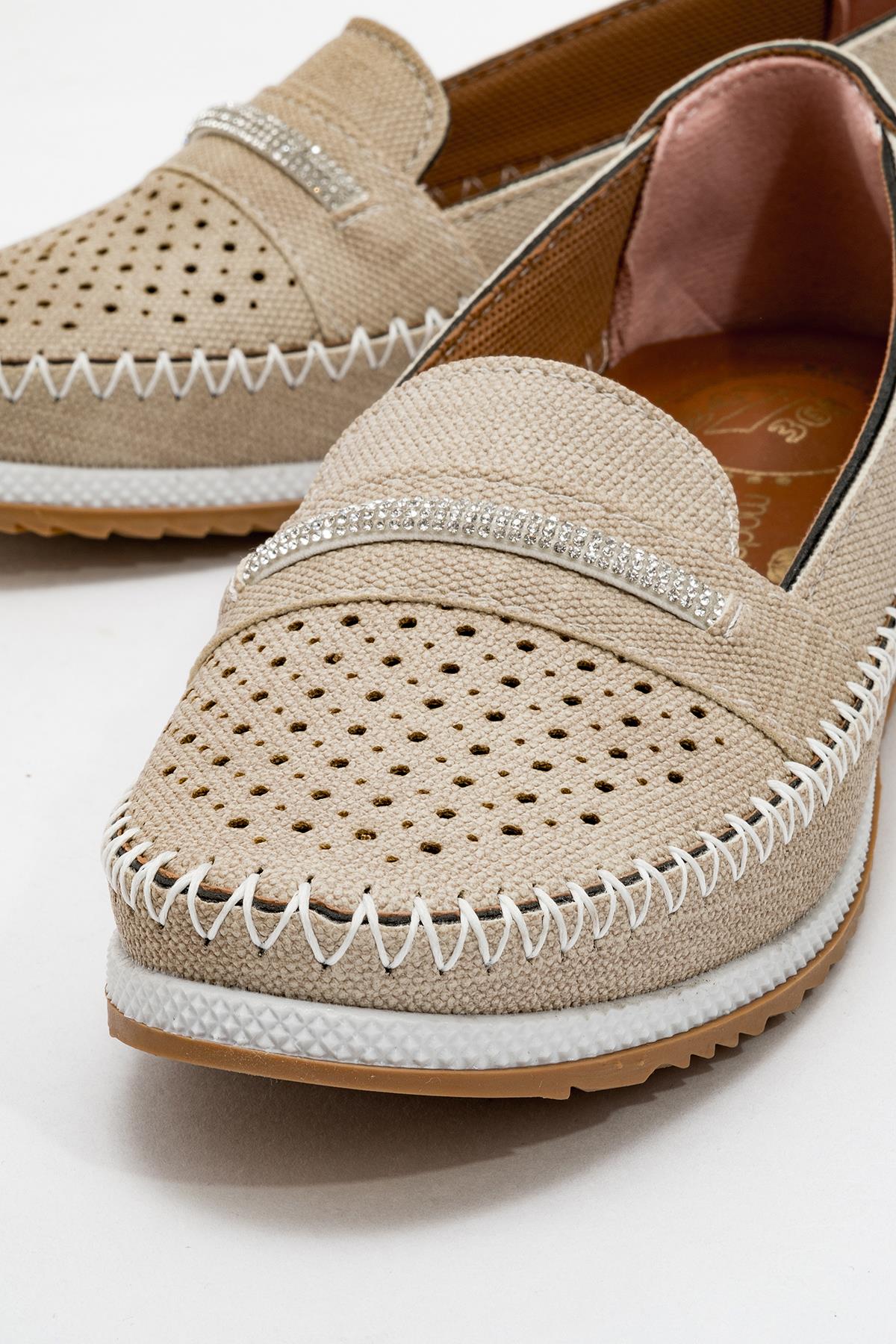 Kadın Taşlı Günlük Babet VİZON KOT - Görsel 4