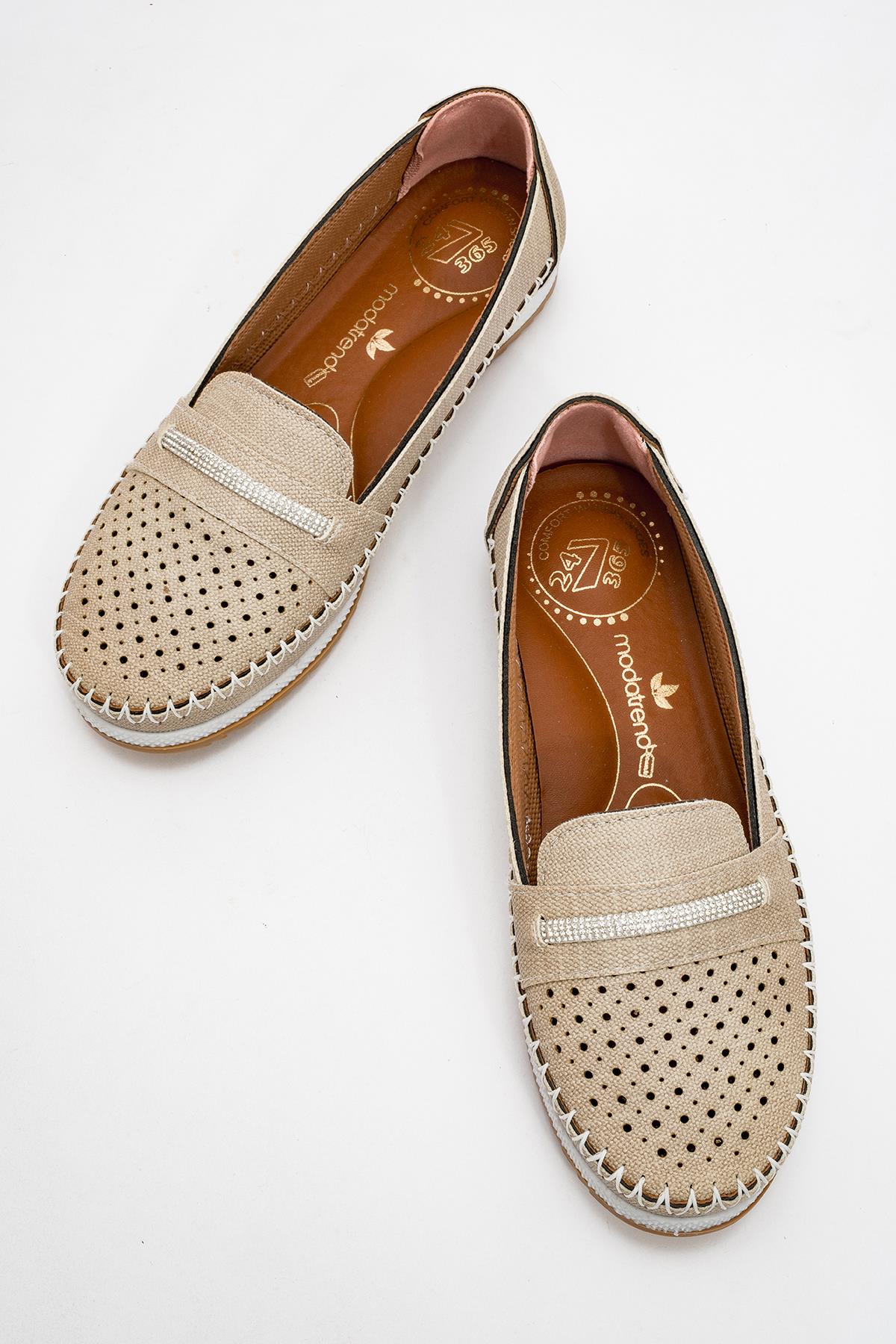 Kadın Taşlı Günlük Babet VİZON KOT - Görsel 6