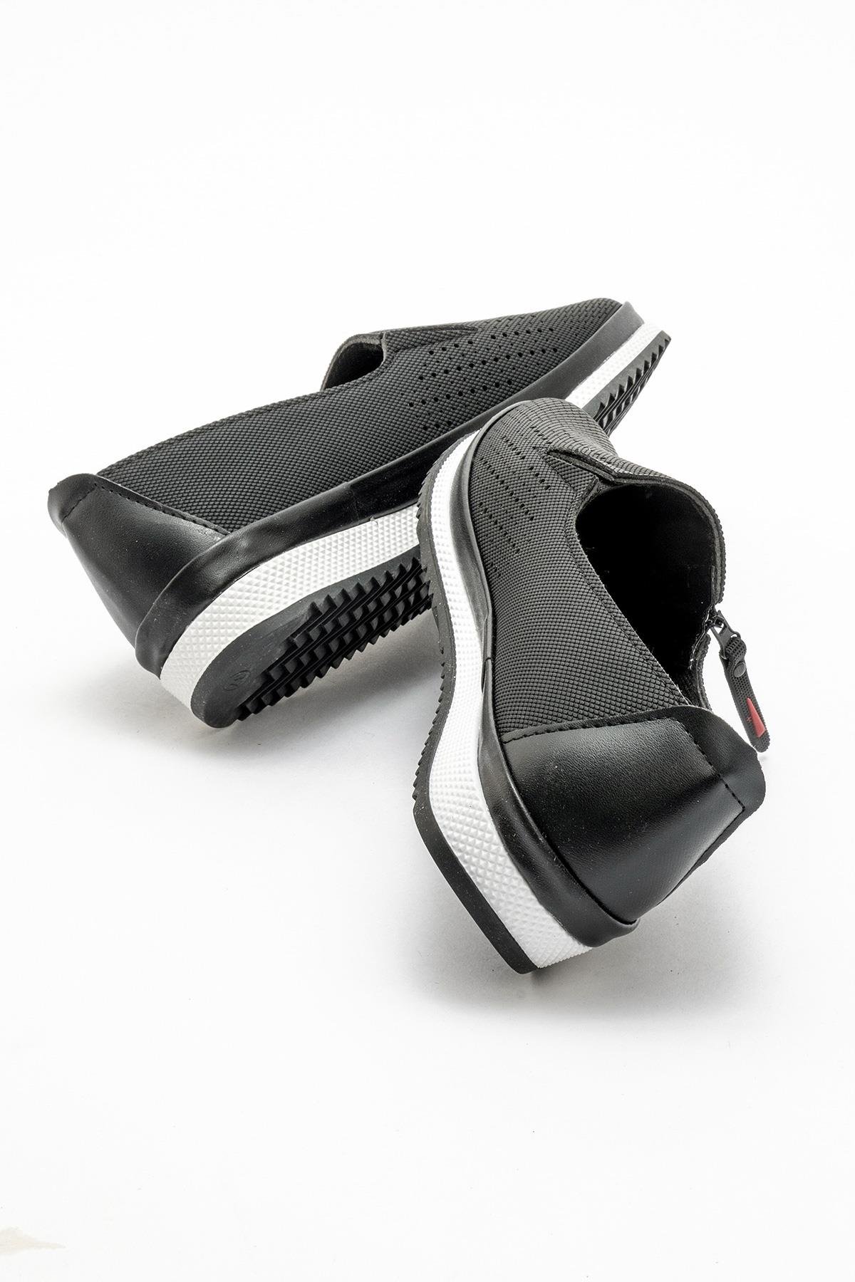 Kadın Fermuarlı Günlük Babet SİYAH KOT - Görsel 5