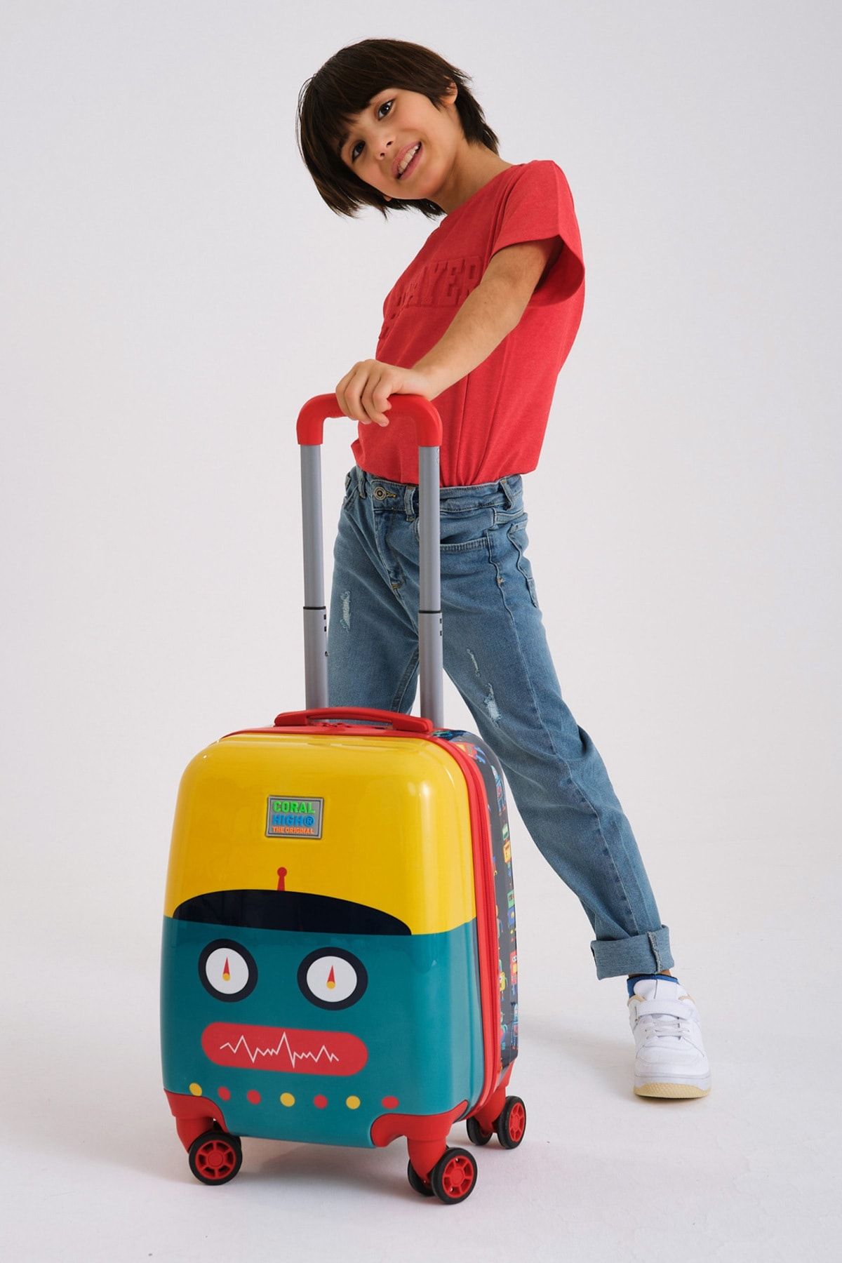 Kids Lacivert Çivit Robot Desenli Çocuk Valizi 16746 Fiyatları | Flo