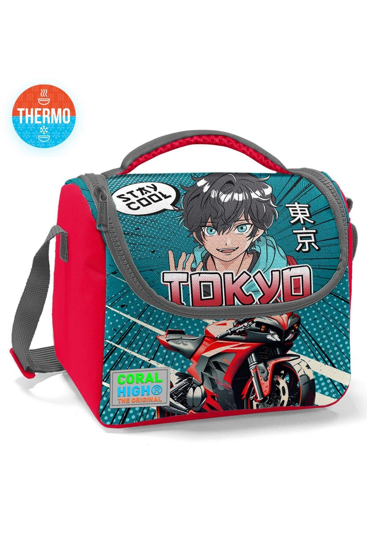 Kids Gri Nefti Anime Motorsiklet Thermo Beslenme Çantası 11764