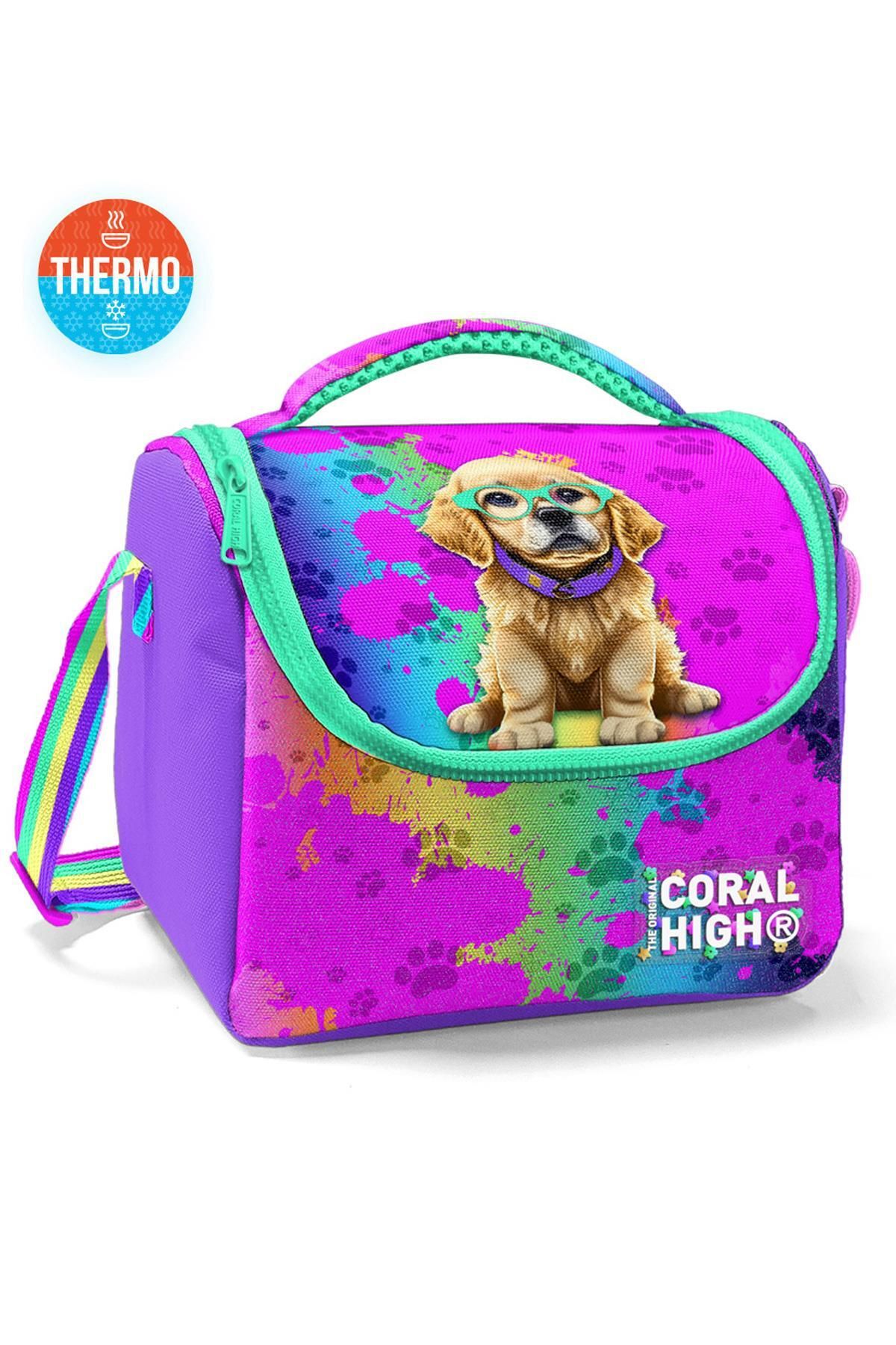 Kids Mor Pembe Köpek Desenli Thermo Beslenme Çantası 11882