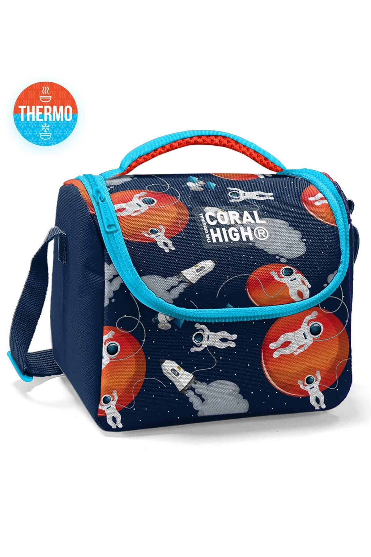 Kids Lacivert Mavi Astronot Desenli Thermo Beslenme çantası 11893