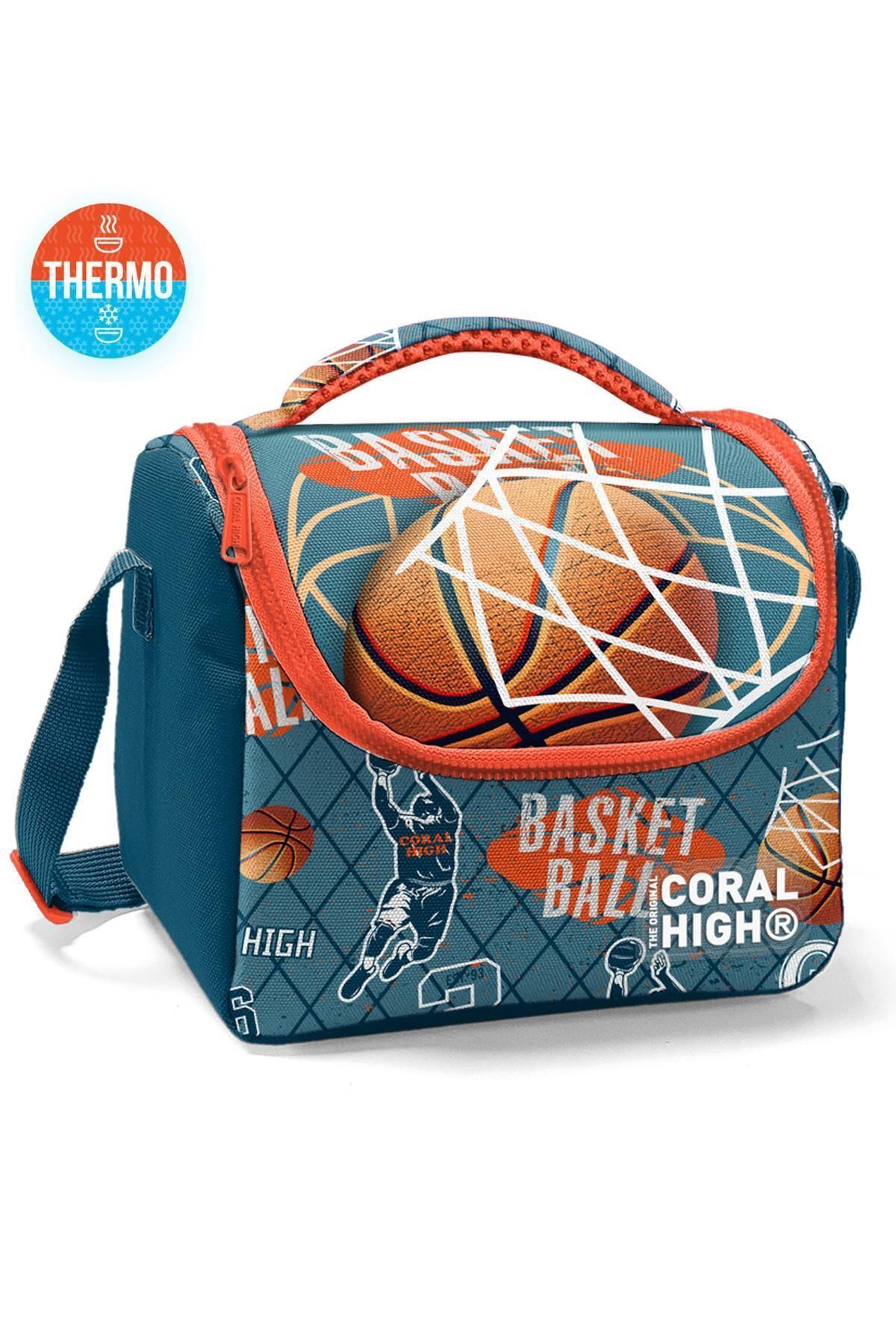 Kids Nefti Turuncu Basketbol Desenli Thermo Beslenme Çantası 11884