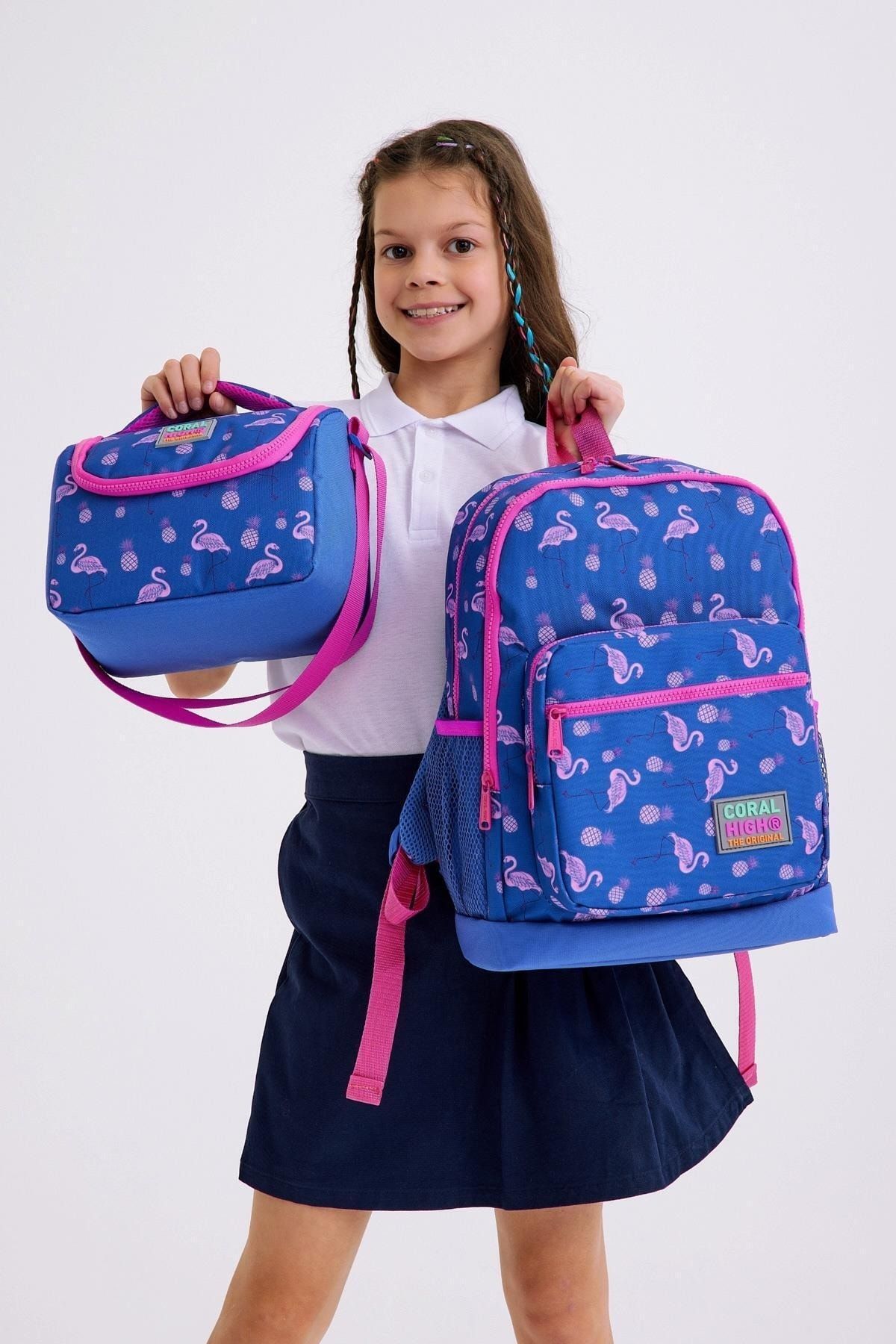 Kids Lavanta Pembe Flamingo Desenli 3’lü Okul Çanta Seti SET0123112