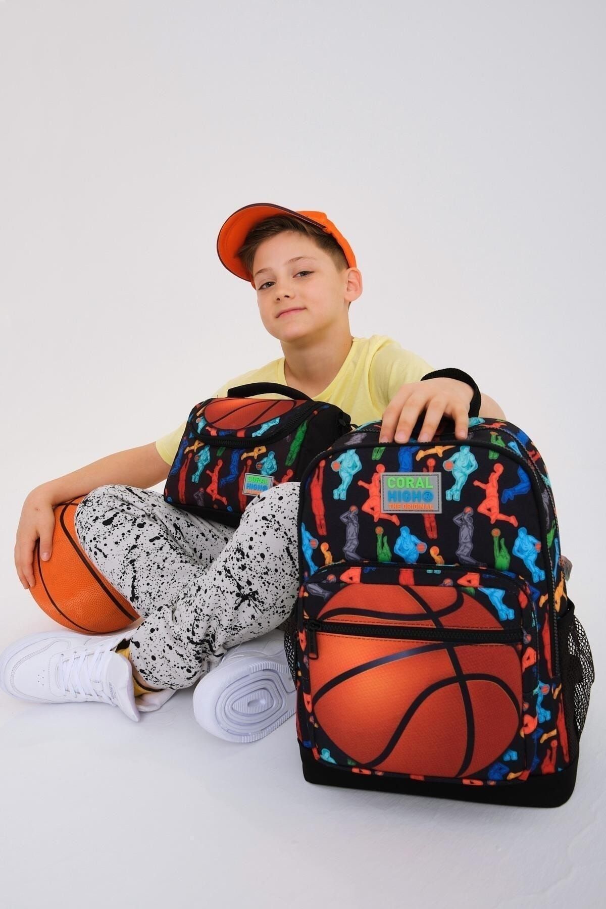 Kids Siyah Basketbol Desenli 3’lü Okul Çanta Seti SET0123471