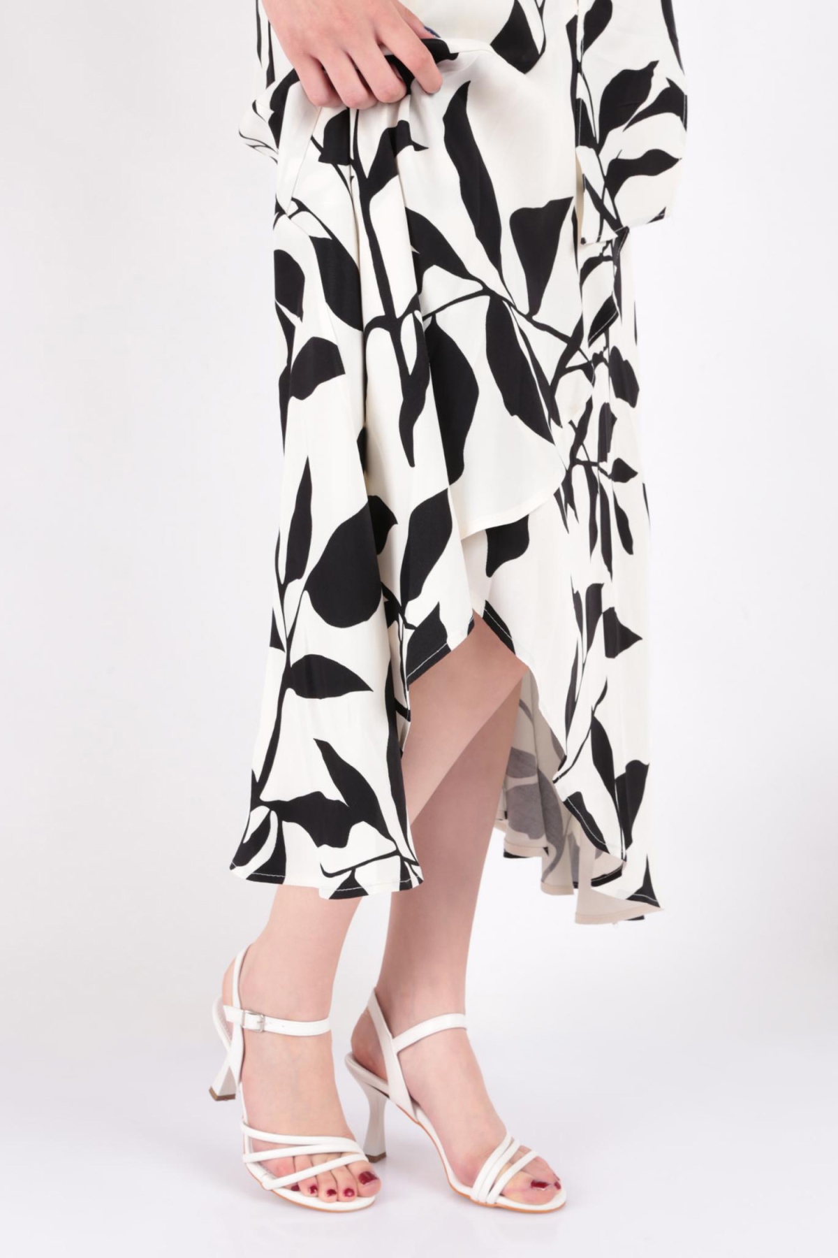 923 Kadin Şeritli Topuklu Ayakkabi - Görsel 6