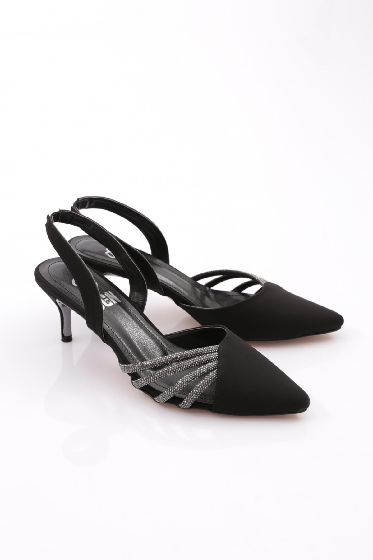 5008 Kadin Taş Süslemeli Topuklu Ayakkabi - Görsel 3