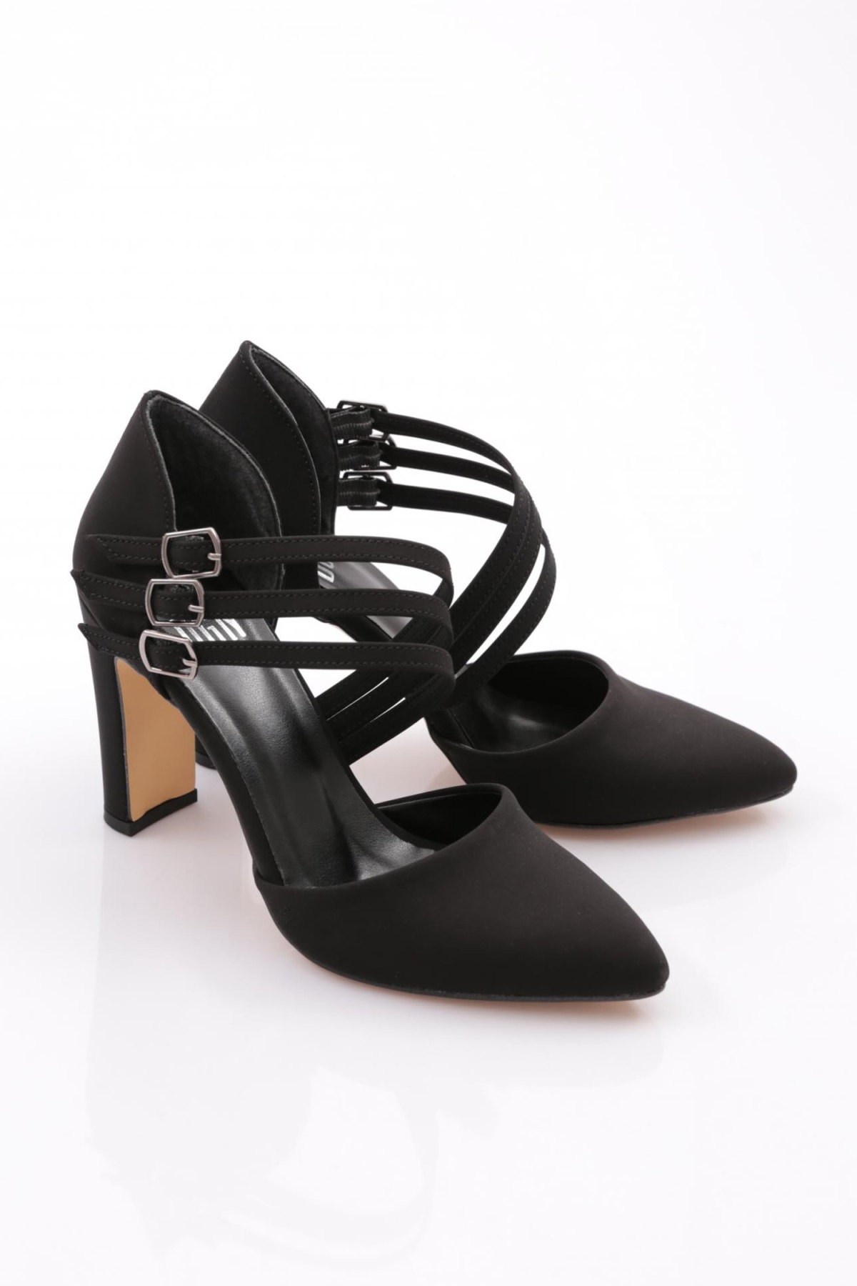 318 Kadin Kalin Topuklu Bileği Kemerli Topuklu Ayakkabi - Görsel 3