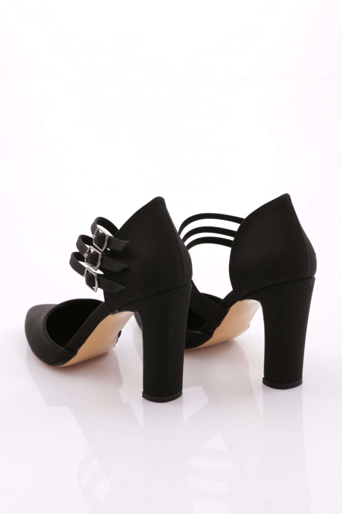 318 Kadin Kalin Topuklu Bileği Kemerli Topuklu Ayakkabi - Görsel 4