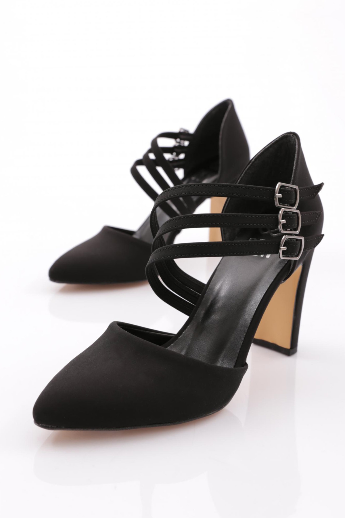 318 Kadin Kalin Topuklu Bileği Kemerli Topuklu Ayakkabi - Görsel 5