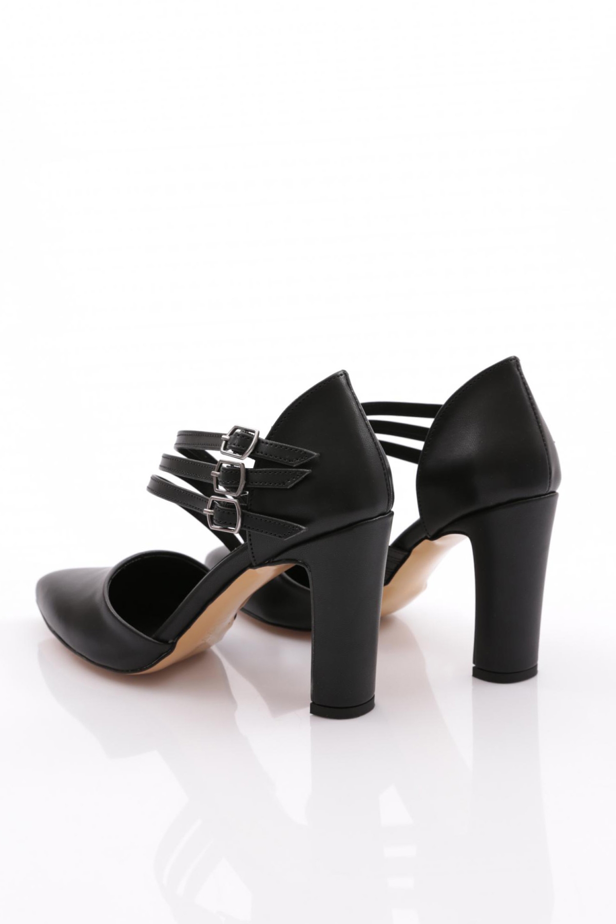 318 Kadin Kalin Topuklu Bileği Kemerli Topuklu Ayakkabi - Görsel 4