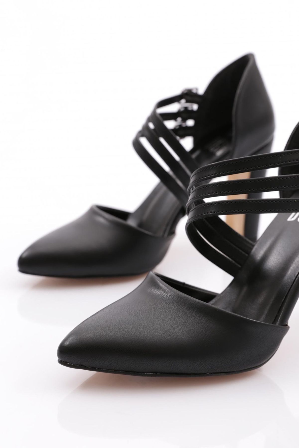 318 Kadin Kalin Topuklu Bileği Kemerli Topuklu Ayakkabi - Görsel 5