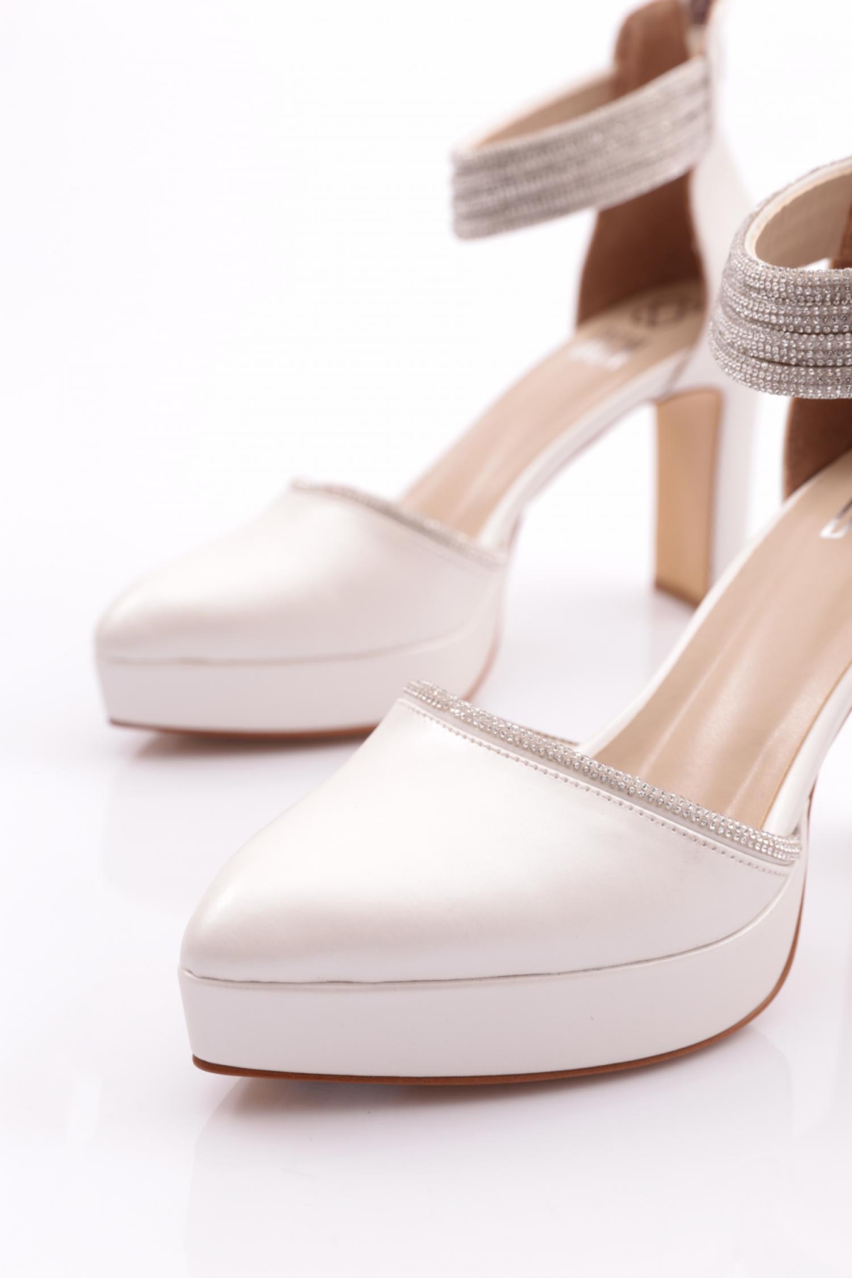 215 Kadin Bileği Taş İşlemeli Topuklu Ayakkabi - Görsel 5