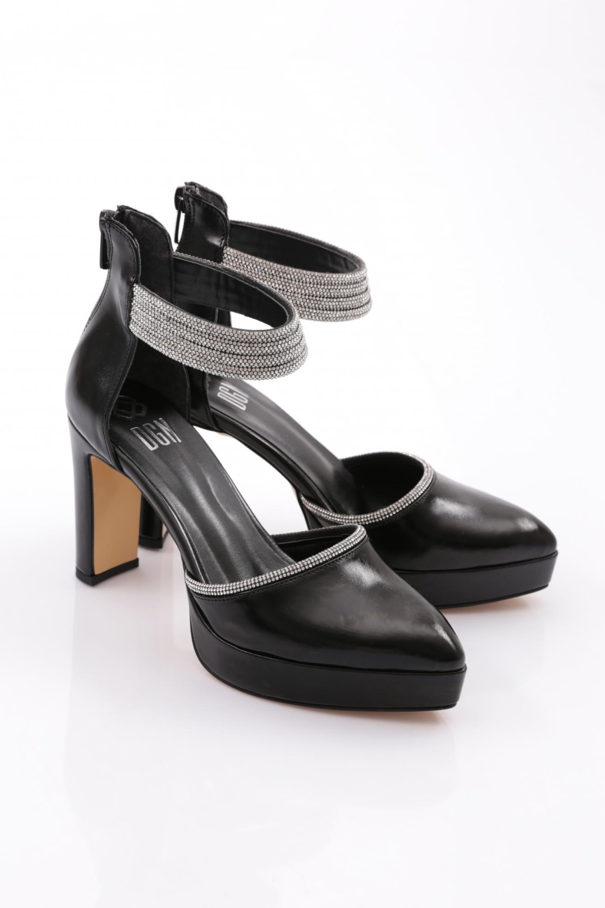 215 Kadin Bileği Taş İşlemeli Topuklu Ayakkabi - Görsel 3