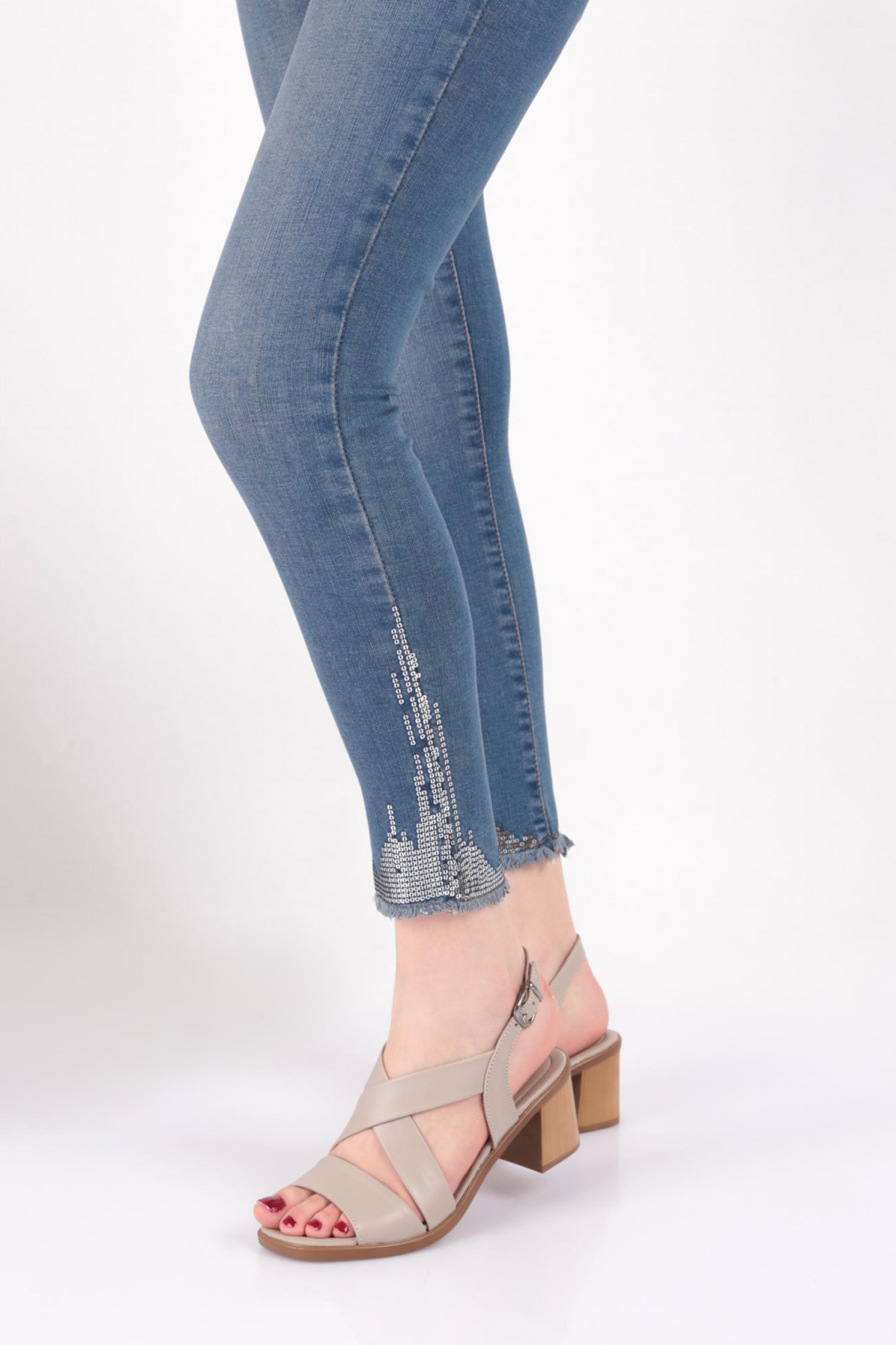 C5020 Kadin Yani Taşli Topuklu Abiye Ayakkabi - Görsel 6