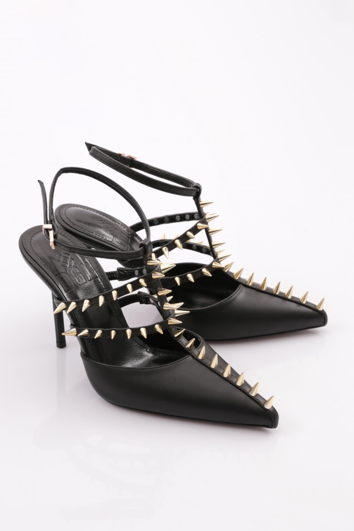 4534 Kadin Metal Dikenli Topuklu Abiye Ayakkabi - Görsel 3