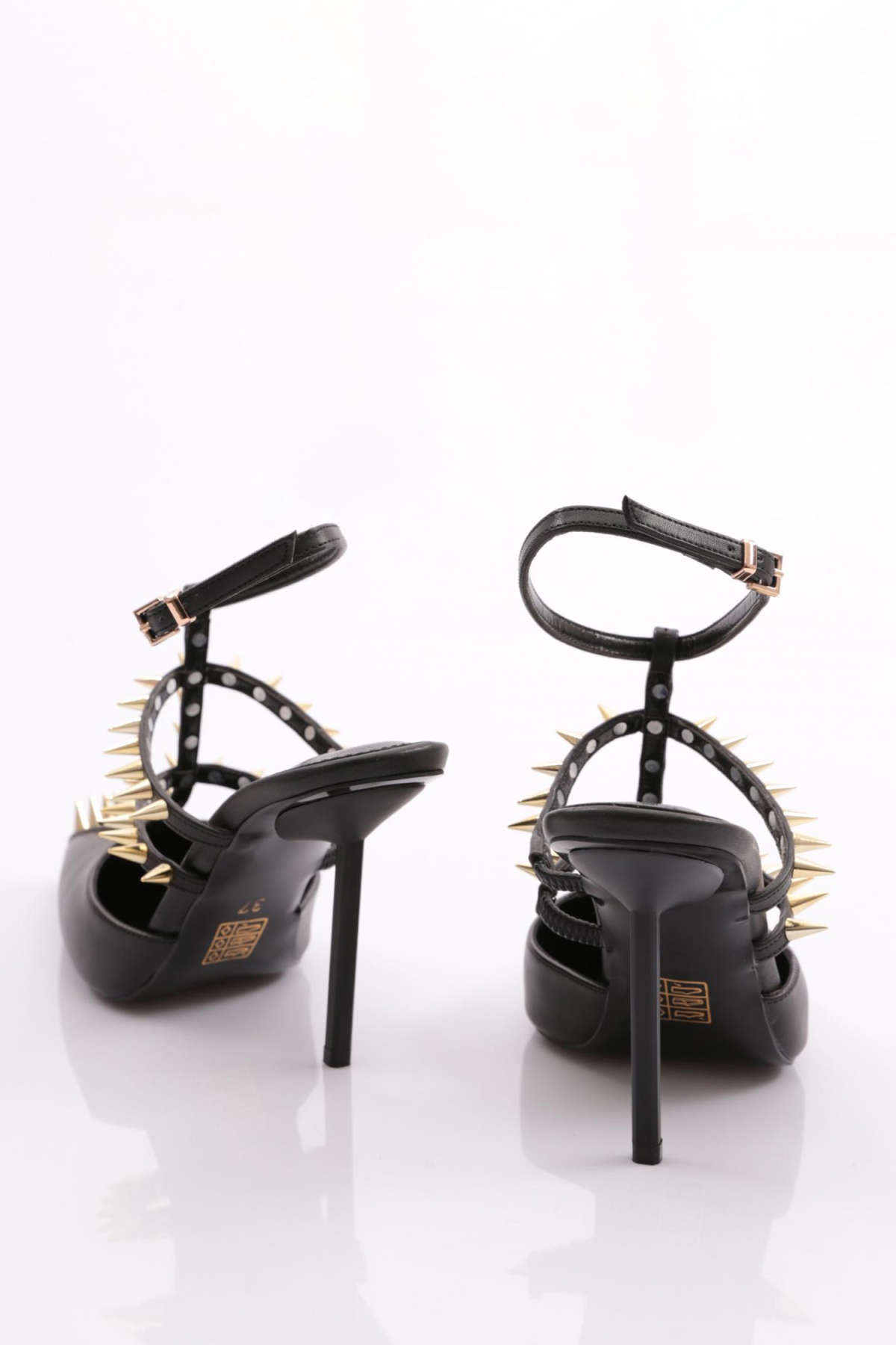 4534 Kadin Metal Dikenli Topuklu Abiye Ayakkabi - Görsel 4