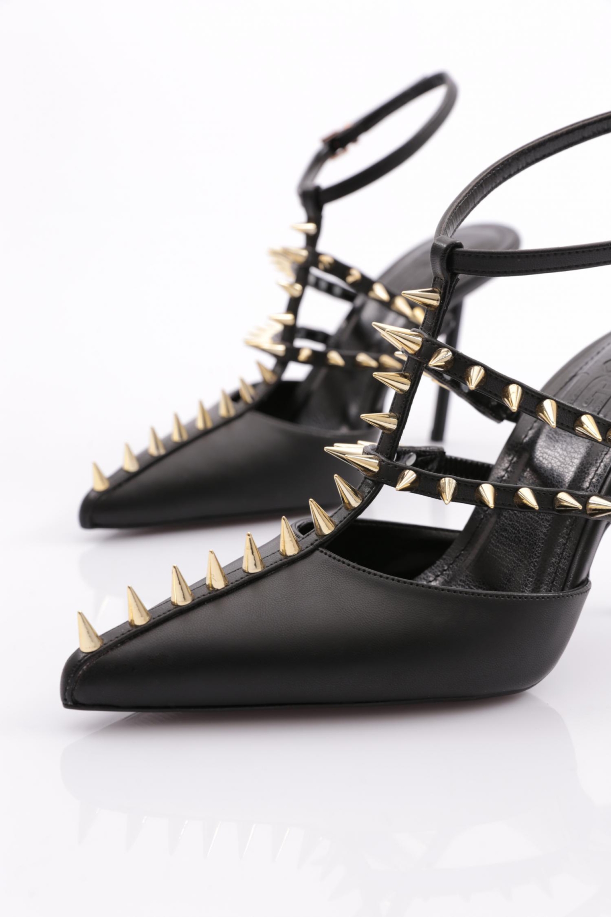 4534 Kadin Metal Dikenli Topuklu Abiye Ayakkabi - Görsel 5