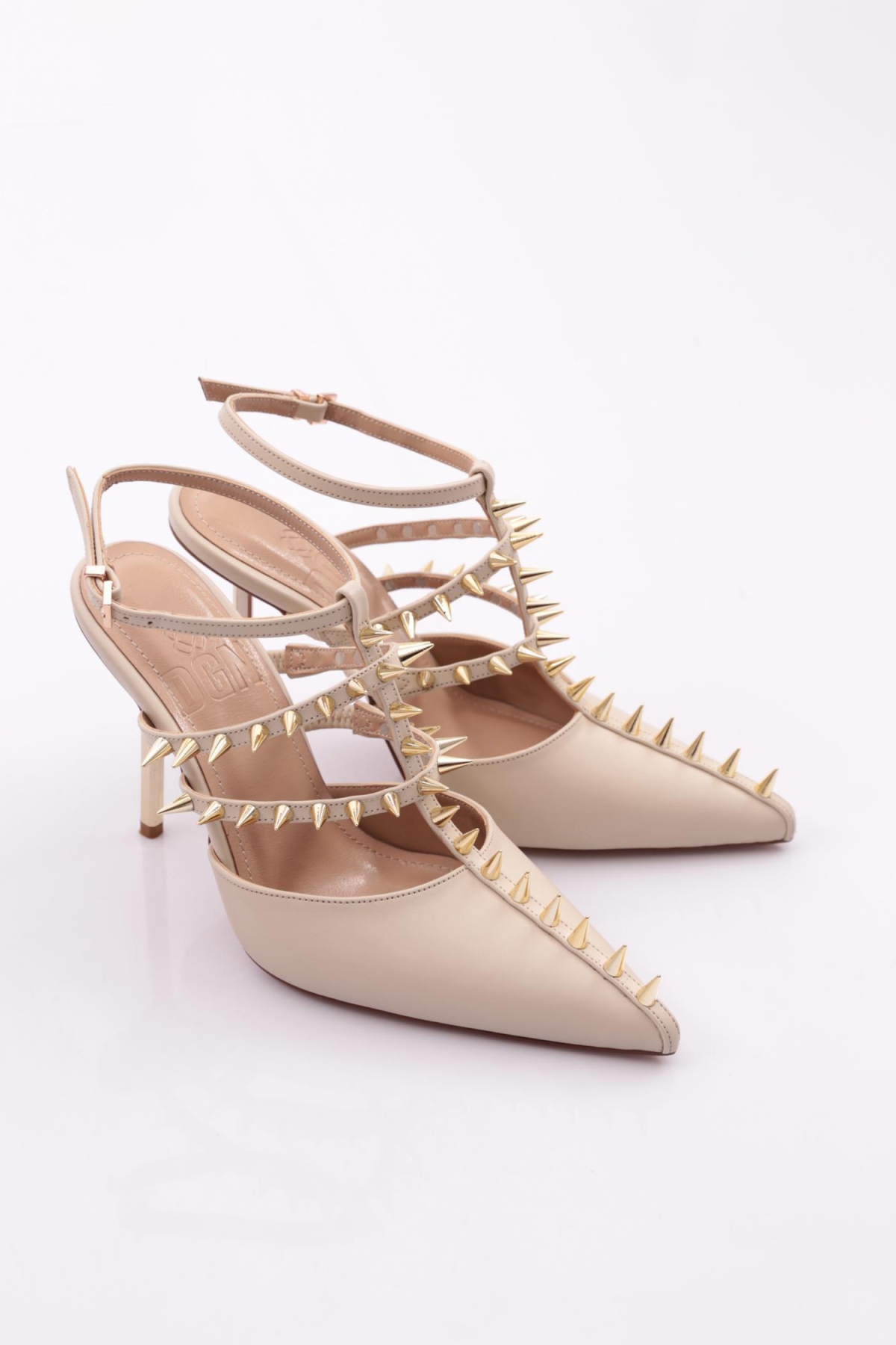 4534 Kadin Metal Dikenli Topuklu Abiye Ayakkabi - Görsel 3