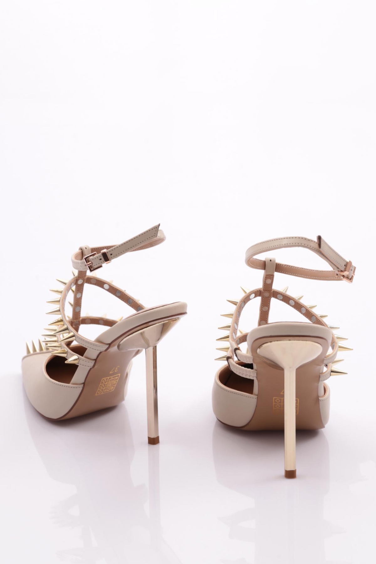 4534 Kadin Metal Dikenli Topuklu Abiye Ayakkabi - Görsel 4