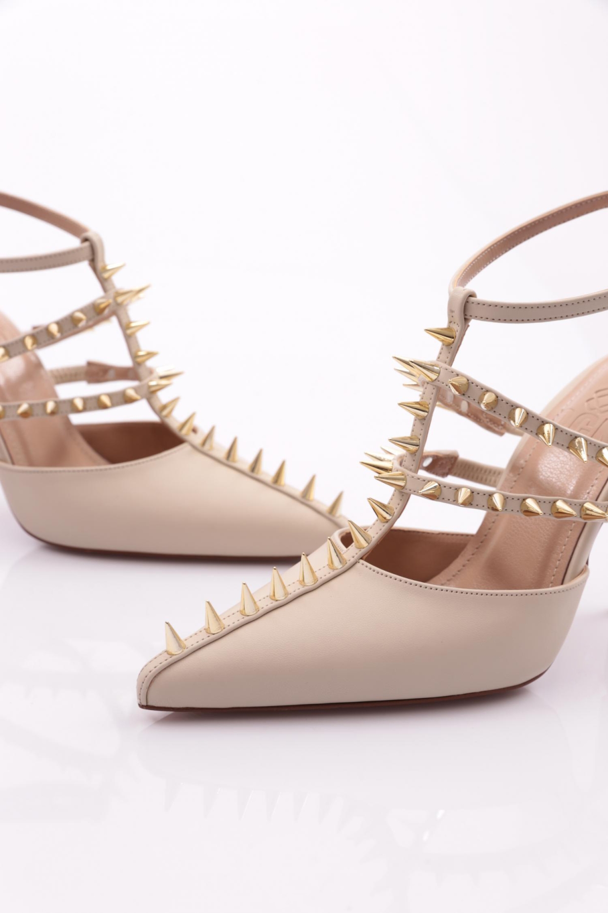 4534 Kadin Metal Dikenli Topuklu Abiye Ayakkabi - Görsel 5