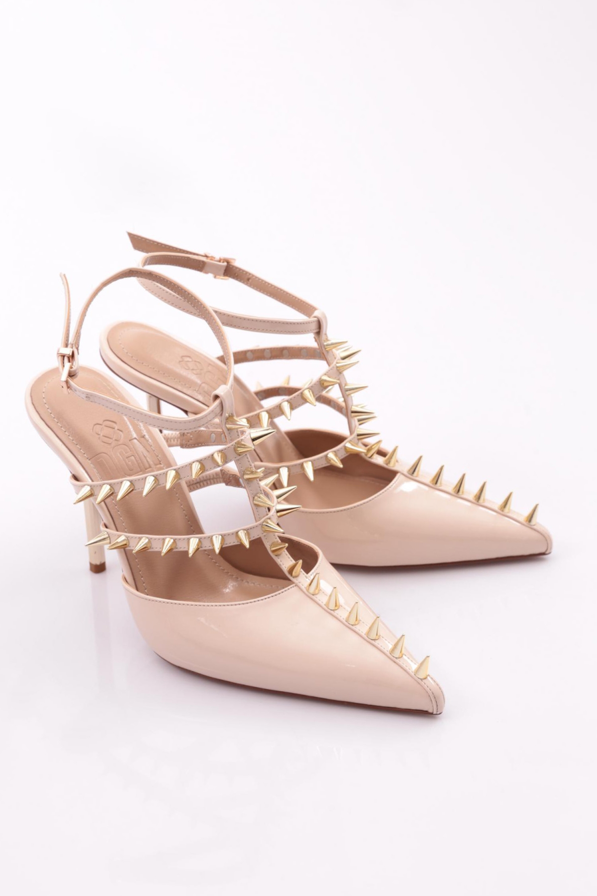 4534 Kadin Metal Dikenli Topuklu Abiye Ayakkabi - Görsel 3