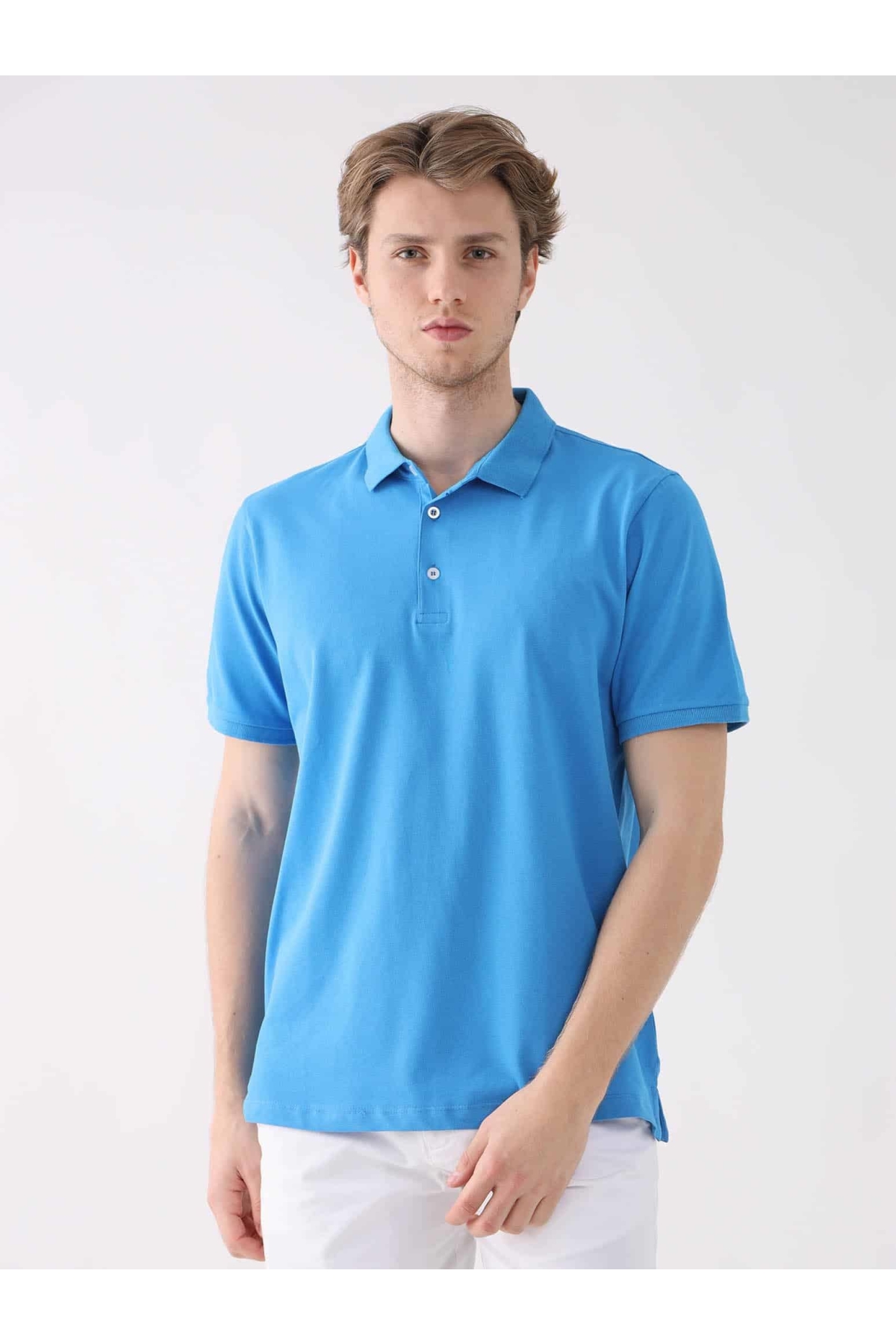 Turkuaz Erkek Slim Fit Düz  Polo Yaka Tshirt - 85438