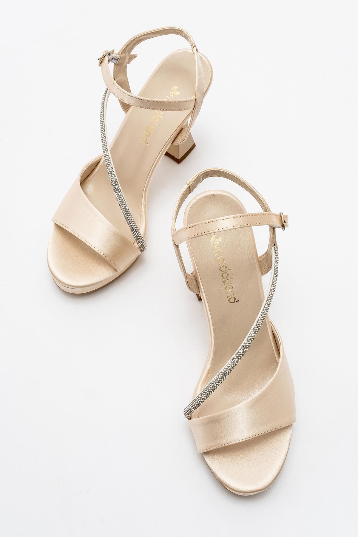 Kadın Taşlı Platform Topuklu Ayakkabı TEN SATEN - Görsel 6