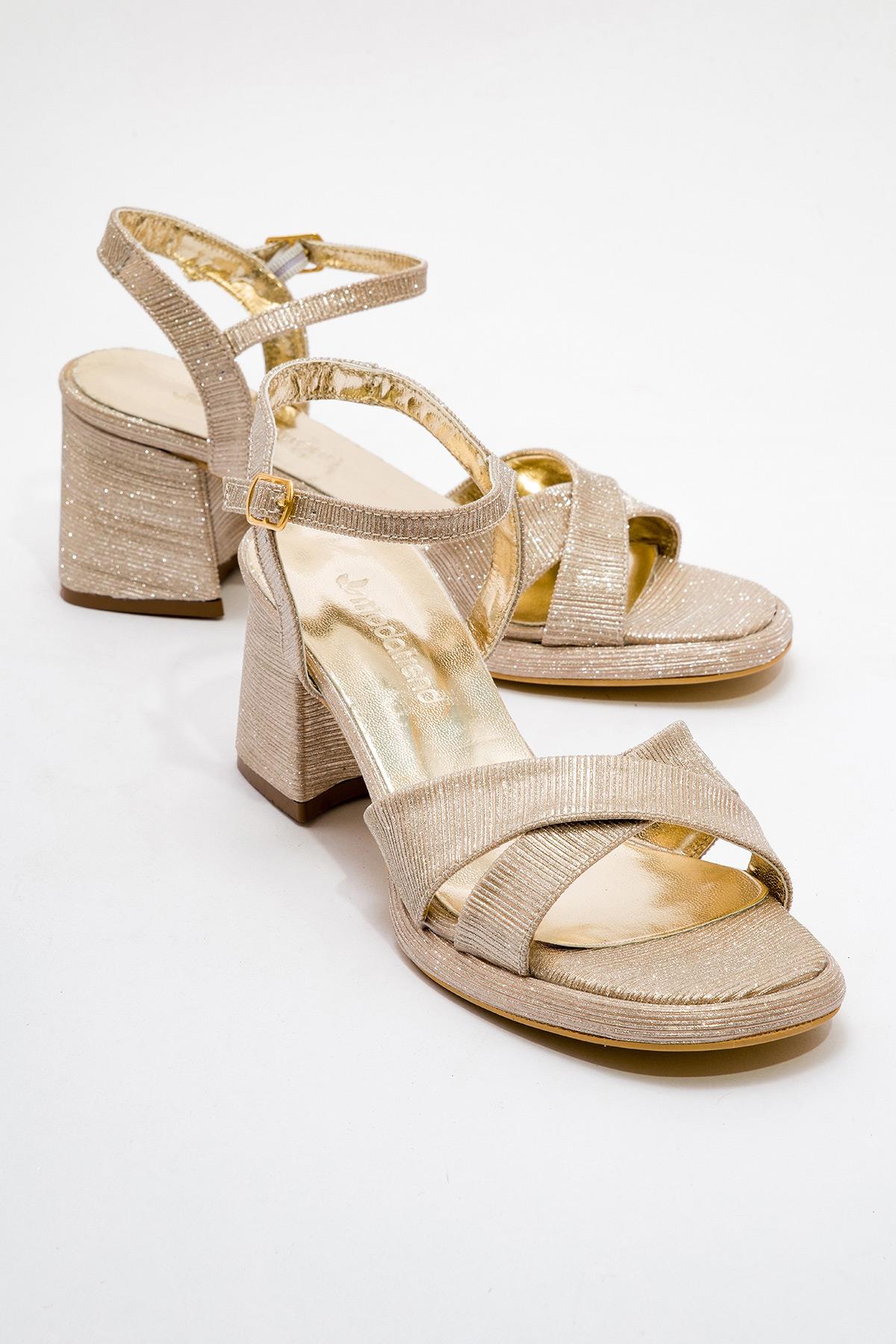 Kadın Simli Topuklu Ayakkabı ALTIN SİM - Görsel 3