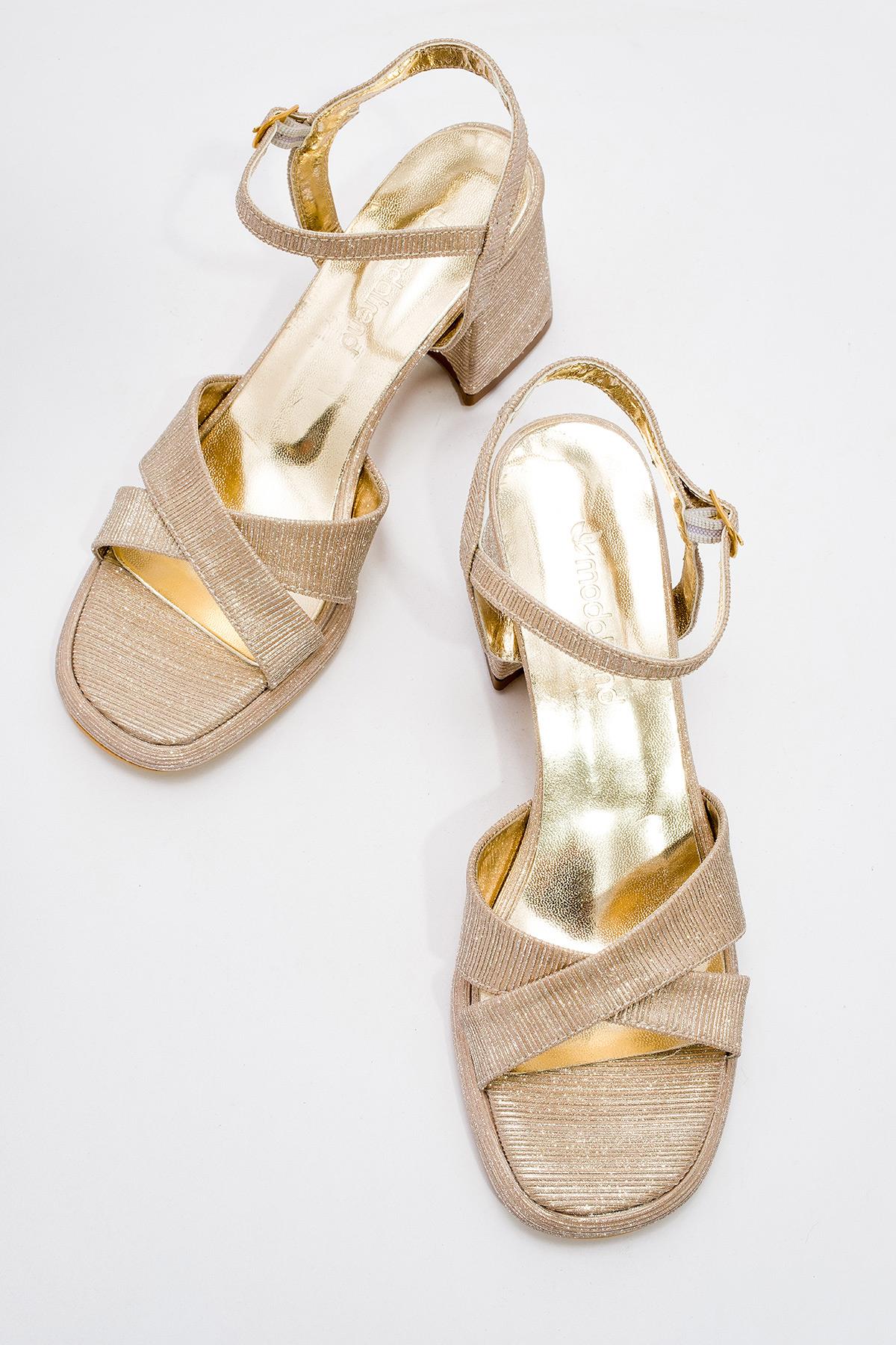 Kadın Simli Topuklu Ayakkabı ALTIN SİM - Görsel 6